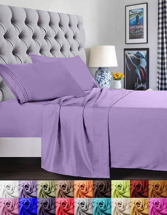 Elegant Comfort 1500 Premier Luxury Hotel Quality Super Soft Wrinkle Free and Fade Resistant 4-Piece Bed Sheet Set, Twin/Twin XL, Lilac