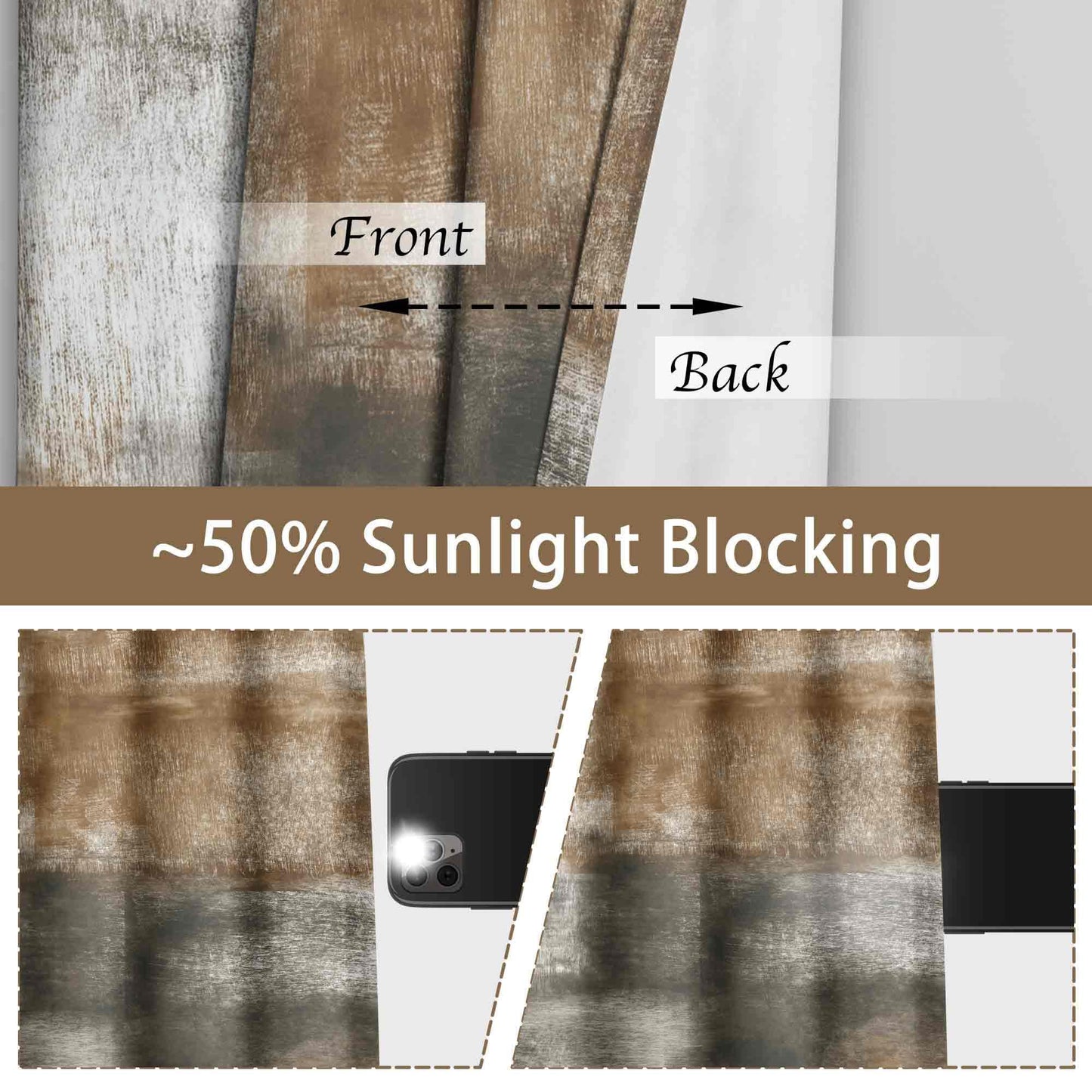 Asuexpect Abstract Curtains for Living Room 2 Panels Abstract Rust Curtain Room Darkening Grommet Window Drapes Modern Decorative Window Treatments for Bedroom, 52x84 Inches, Tan