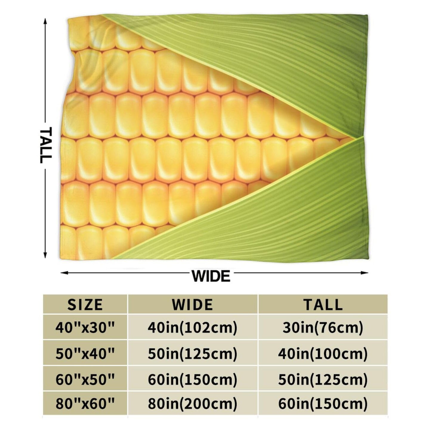 Fun Sweet Yellow Green Corn Throw Blanket Super Soft Warm Bed Blankets for Couch Bedroom Sofa Office Car, All Season Cozy Flannel Plush Blanket Gifts for Girls Boys Teens Adults 60"x50"