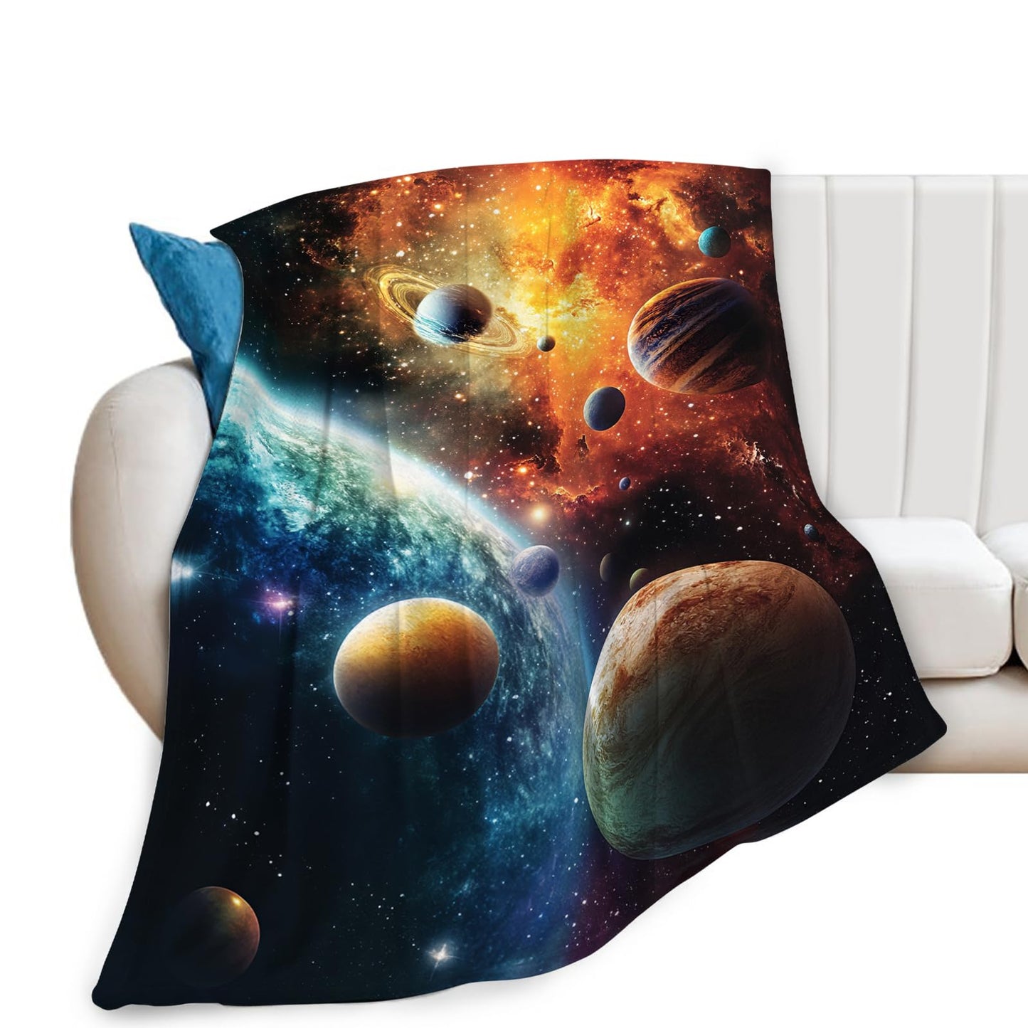 Space Blanket, Galaxy Throw Blanket, Space Gifts, Solar Blankets, Galaxy Stuff Fleece Flannel Plush for Women Men Boys Girls Lovers Adults Soft Bedding for Sofa Bed Office Home Decor 40"X50"