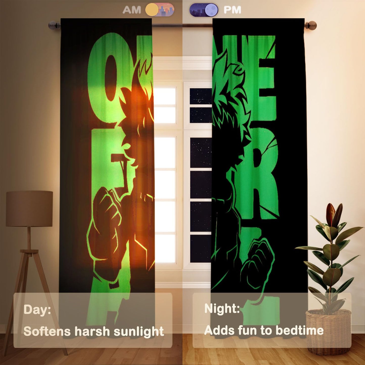 Funnytree Hero Academy Window Curtains Japanese Anime Drapes Bedroom Home Room Decor Durable Fabric Machine Washable 82" X 84" SC00344-013