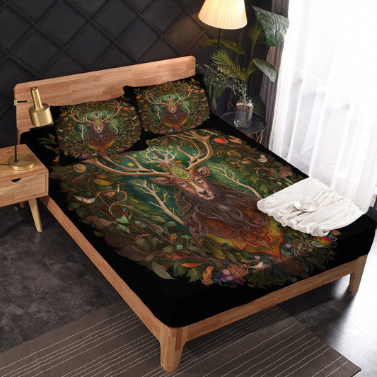 zcwl Queen Sheets Set, Deer Bed Sheets - Microfiber Bedding Sheets & Pillowcases 4 Piece, Colorful Animal Patterned Sheet Set, 16 Inch Deep Pocket Fitted Sheet, Silky Soft Wrinkle Free
