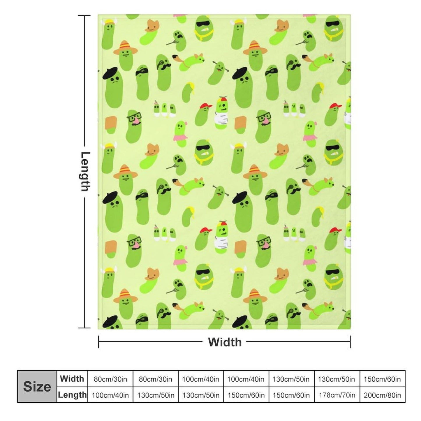 Pickles Throw Blanket for Teens Boys Girls and Adults Soft Warm Cozy Funny Midweight Food Flannel Blankets for Couch Sofa Bed Camping Travel Home Decor 40" X 50"