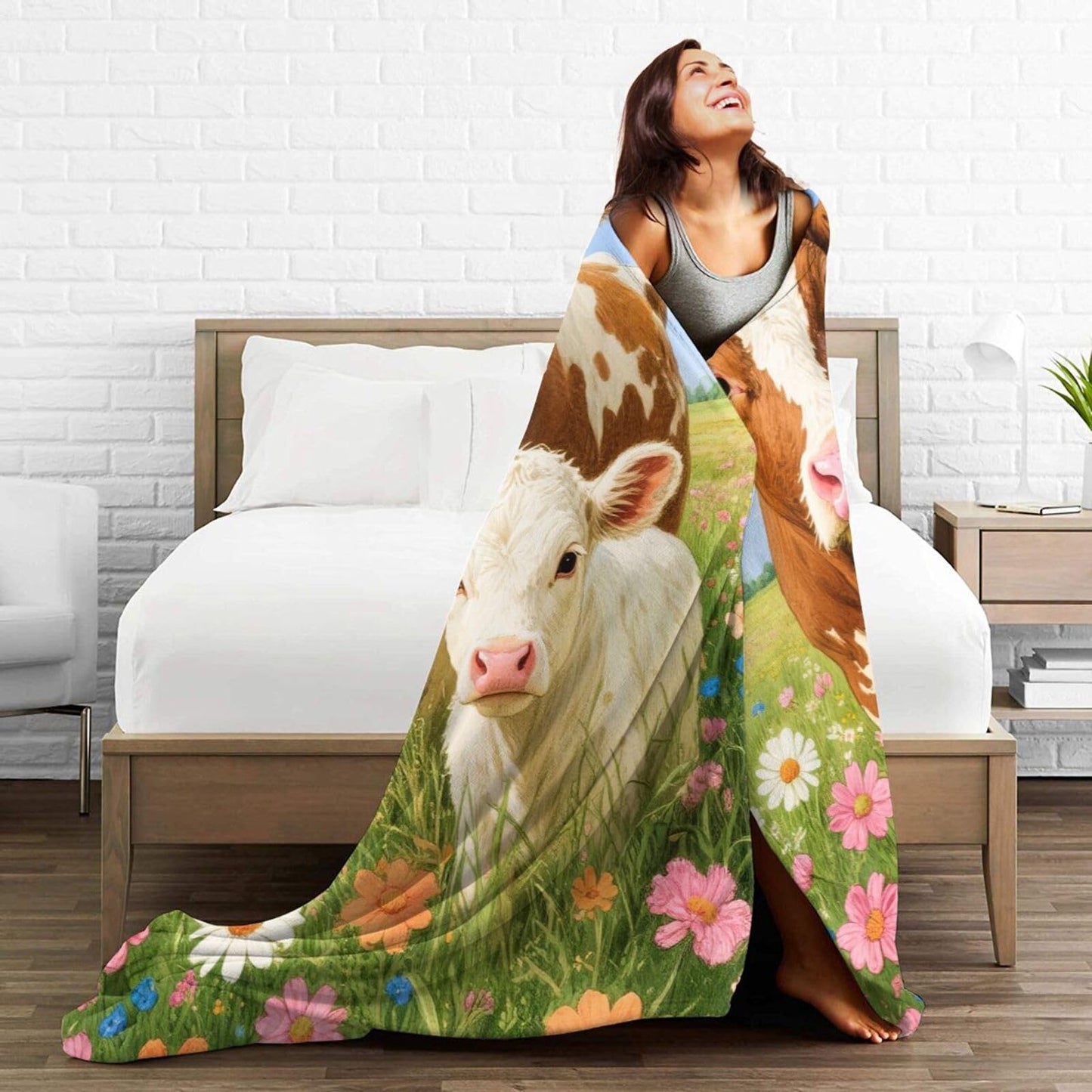 Cow Blanket Cute Cows Throw Blanket Soft Warm Cozy Fleece Fuzzy Plush Flannel Blankets Gifts for Women Girls Boys Kids Adults 40"X50"