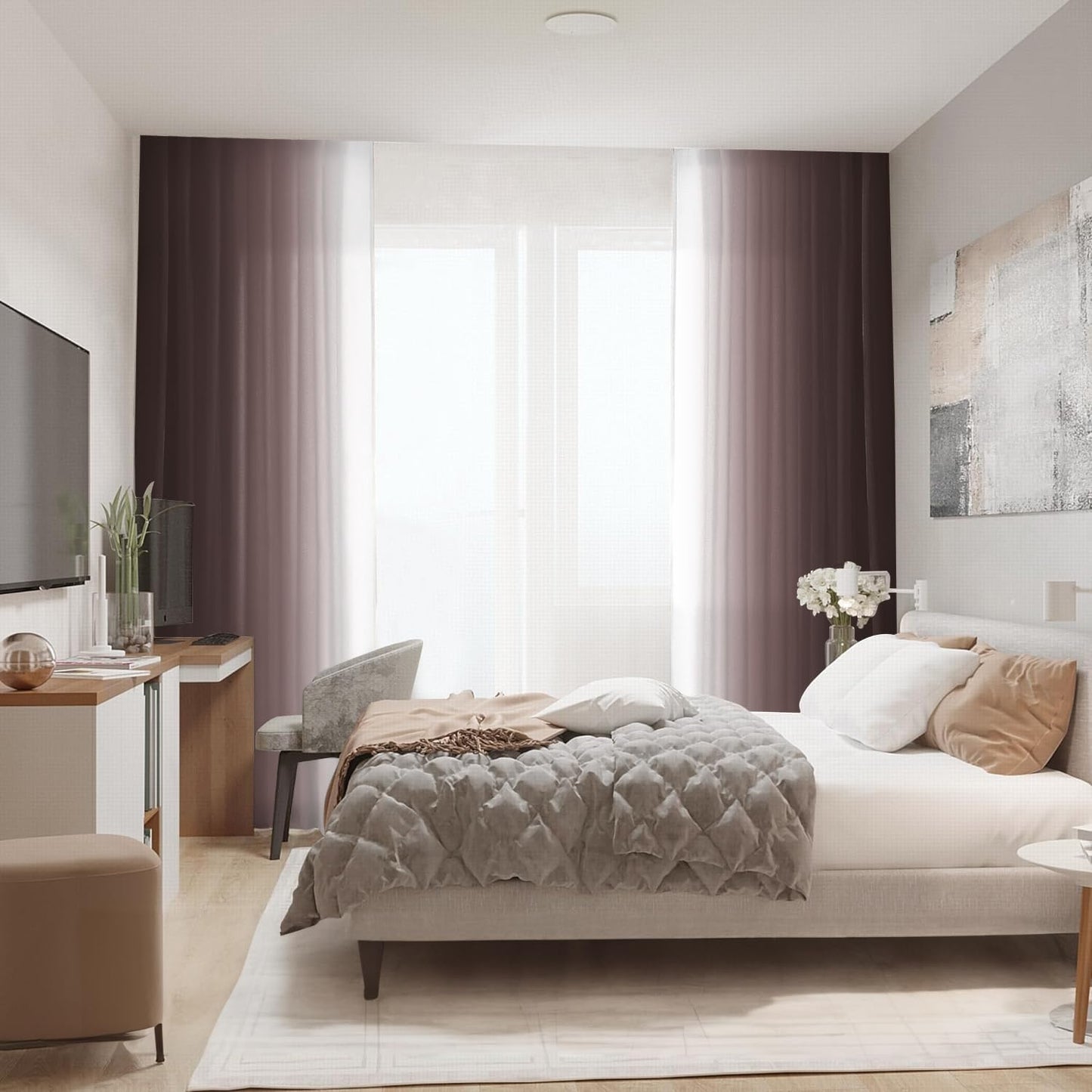 XFLINGBAO Brown Curtains for Living Room 84 Inch Length Brown White Ombre Curtains 2 Panel Bedroom Farmhouse Chocolate Ombre Light Filtering Window Curtain Modern Gradient Drapes