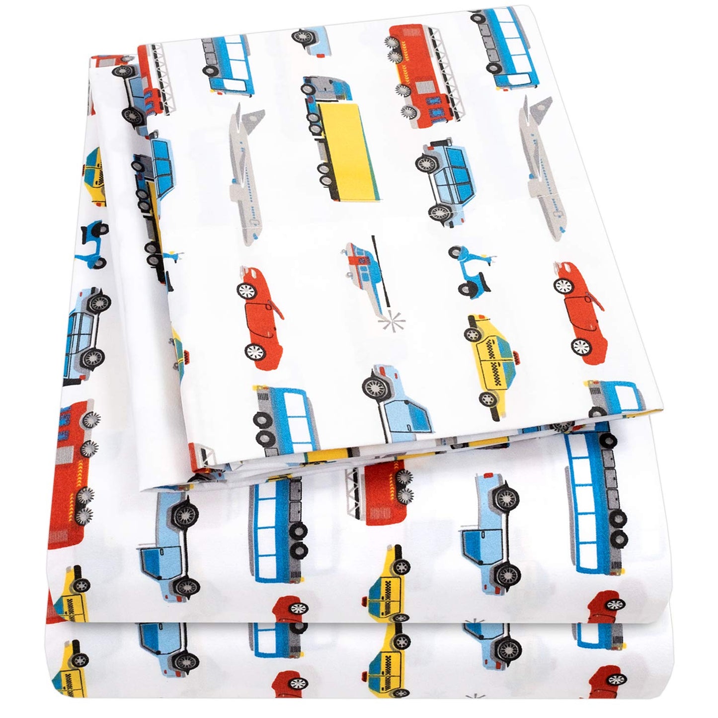 1500 Supreme Kids Bed Sheet Collection - Fun Colorful and Comfortable Boys and Girls Toddler Sheet Sets - Deep Pocket Wrinkle Free Soft and Cozy Bedding - Twin XL, Transportation
