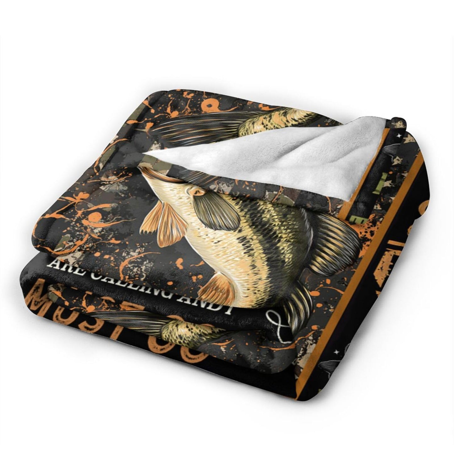 Dynova Fishing Blanket Cozy Plush Fish Throw Blankets Fuzzy Flannel Fleece Camo Fisherman Gifts Decor for Boys Men 50"X40"