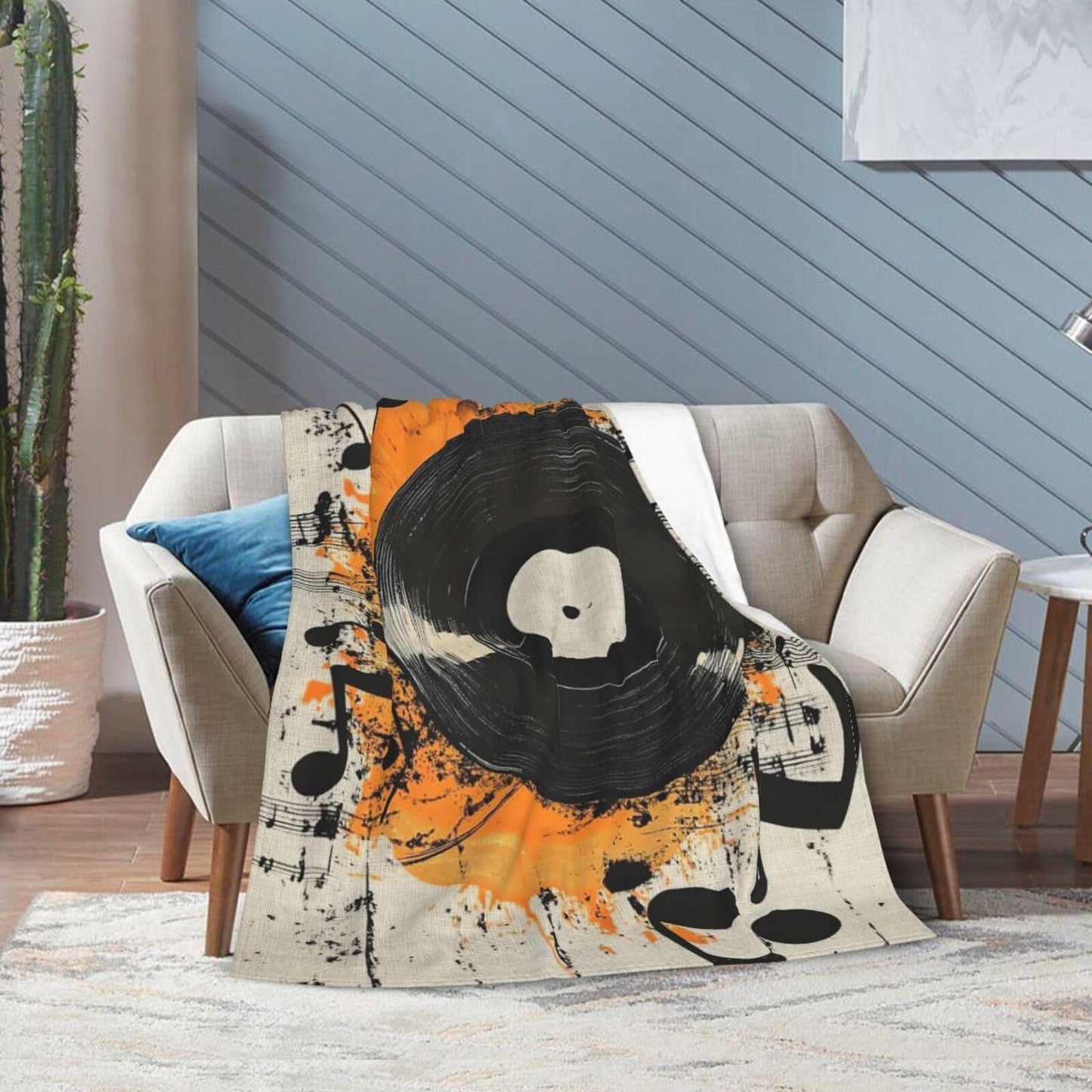 Record Music Throw Blanket Phonograph Blankets Disk Fleece Plush Super Soft Cozy Warm Lightweight Musical Instrument Decor Gifts for Boys Girls Kids Adults Men Women 40" x 50"