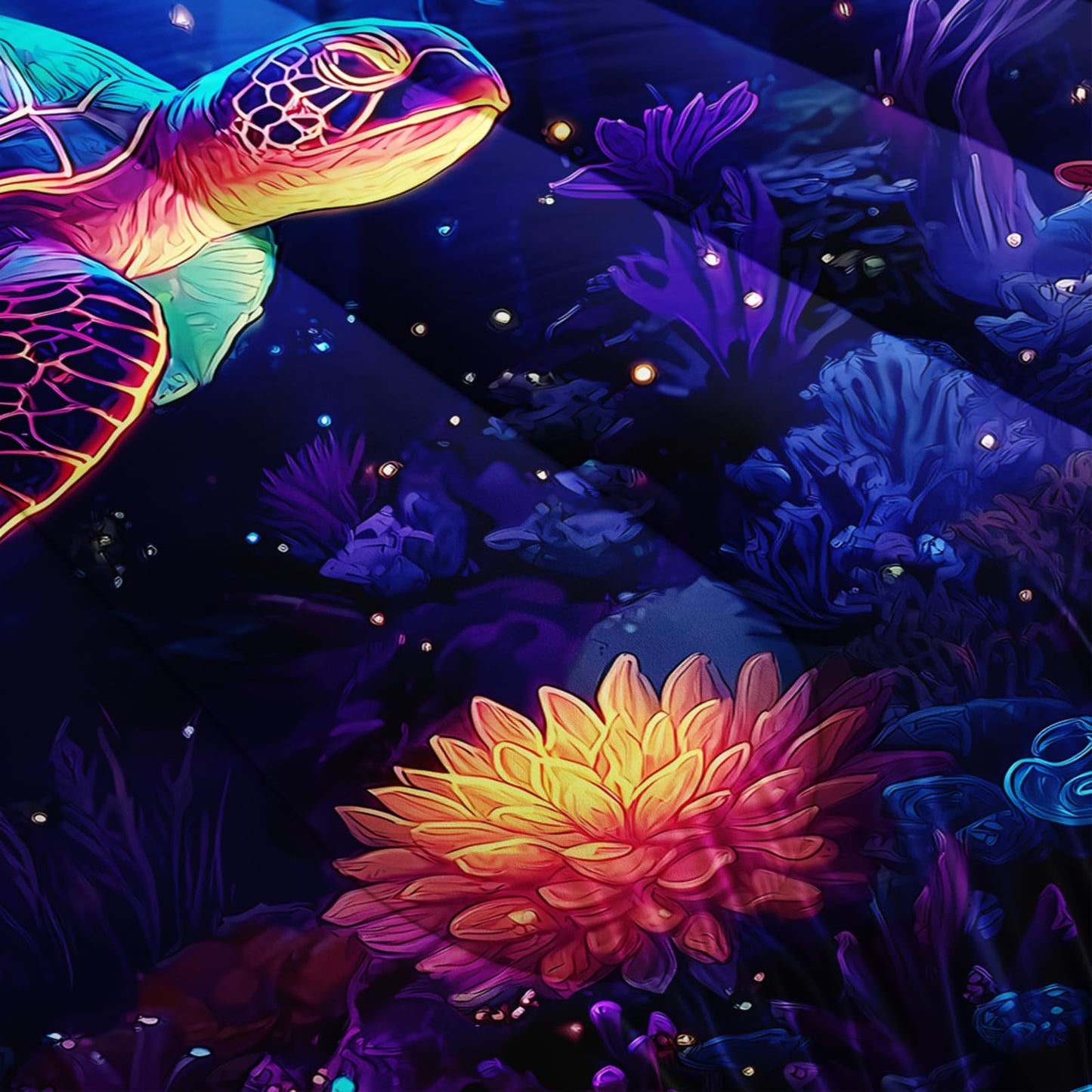 HOSIMA Sea Turtle Twin Comforter,Glowing Background Pattern Coastal Bedding for Kids Boys Girls Room Decor,Corals Print Ocean Themed Animal Bedding with 2 Pillowcases.