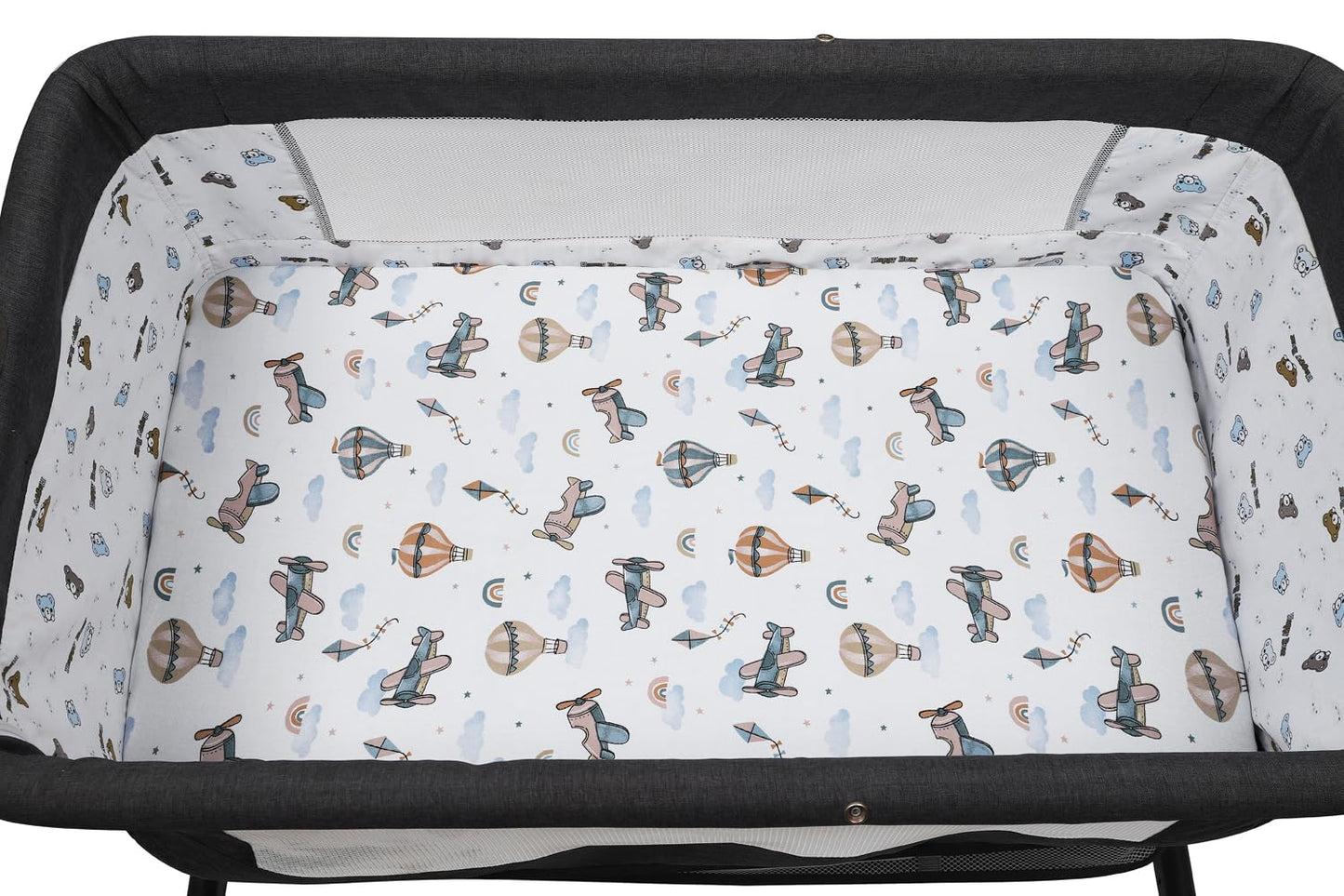 Tontukatu Stretchy Fitted Crib Sheets Set 2 Pack Portable Crib Mattress Topper for Baby Girl Boy,Ultra Soft Jersey Material, Cream & Cloud