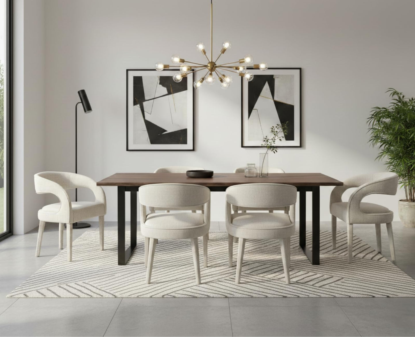 CIMOTA Modern Dining Chairs Set of 4, Upholstered Linen Kitchen & Dining Room Chairs Kitchen Chairs with Arms/Open Back Comfy Accent Chairs for Living Room/Bedroom, Linen Beige/4PCS