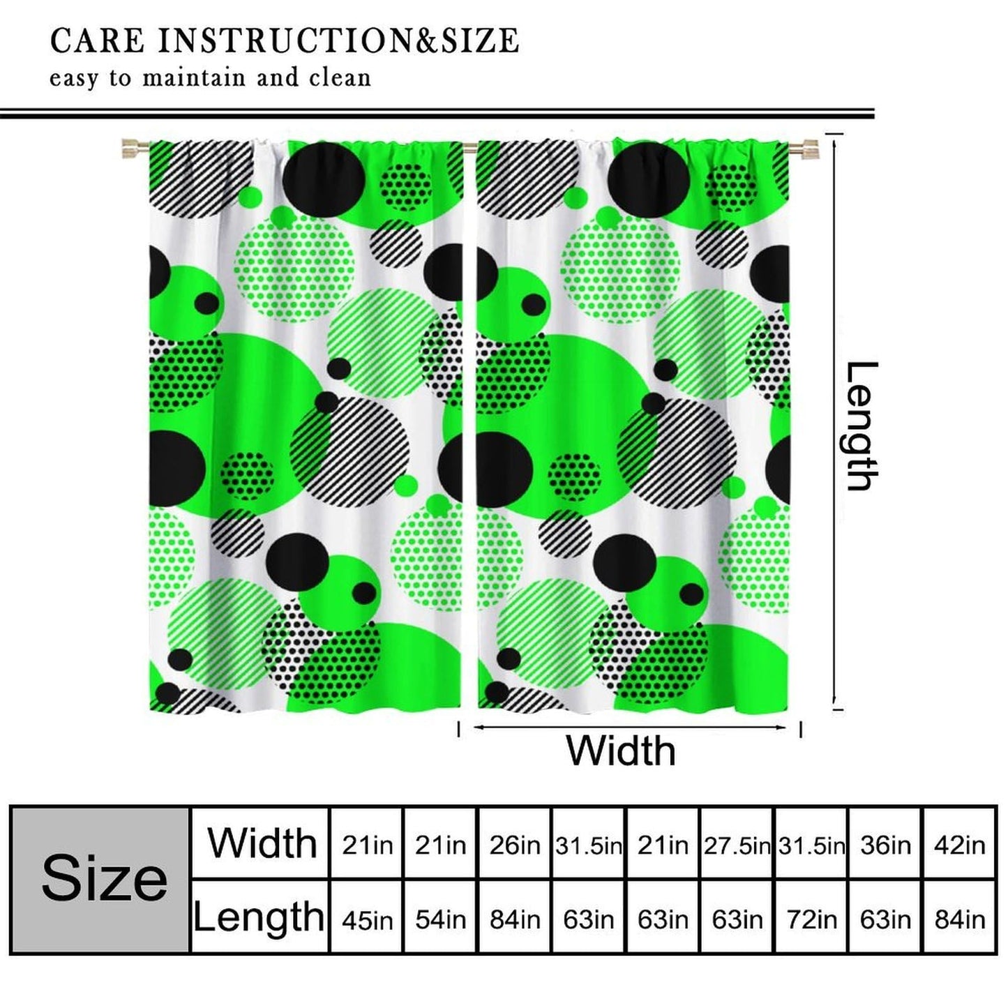 XBDDZSW Abstract Curtain,Green Modern Minimalist Abstract Geometry Pattern Print Window Drapes for Kids Boys Girls Bedroom Living Room Kitchen Decor,2 Panel Set,42x45 Inch Decor
