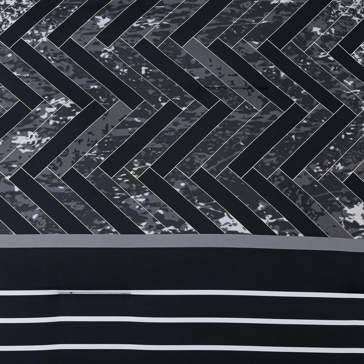 Luxudecor Black Comforter Set King Size, 7 Pieces Stripe Geometric Bed in a Bag, Geometric Comforter and Sheet Set, Soft Microfiber Complete Bedding Sets for All Seasons