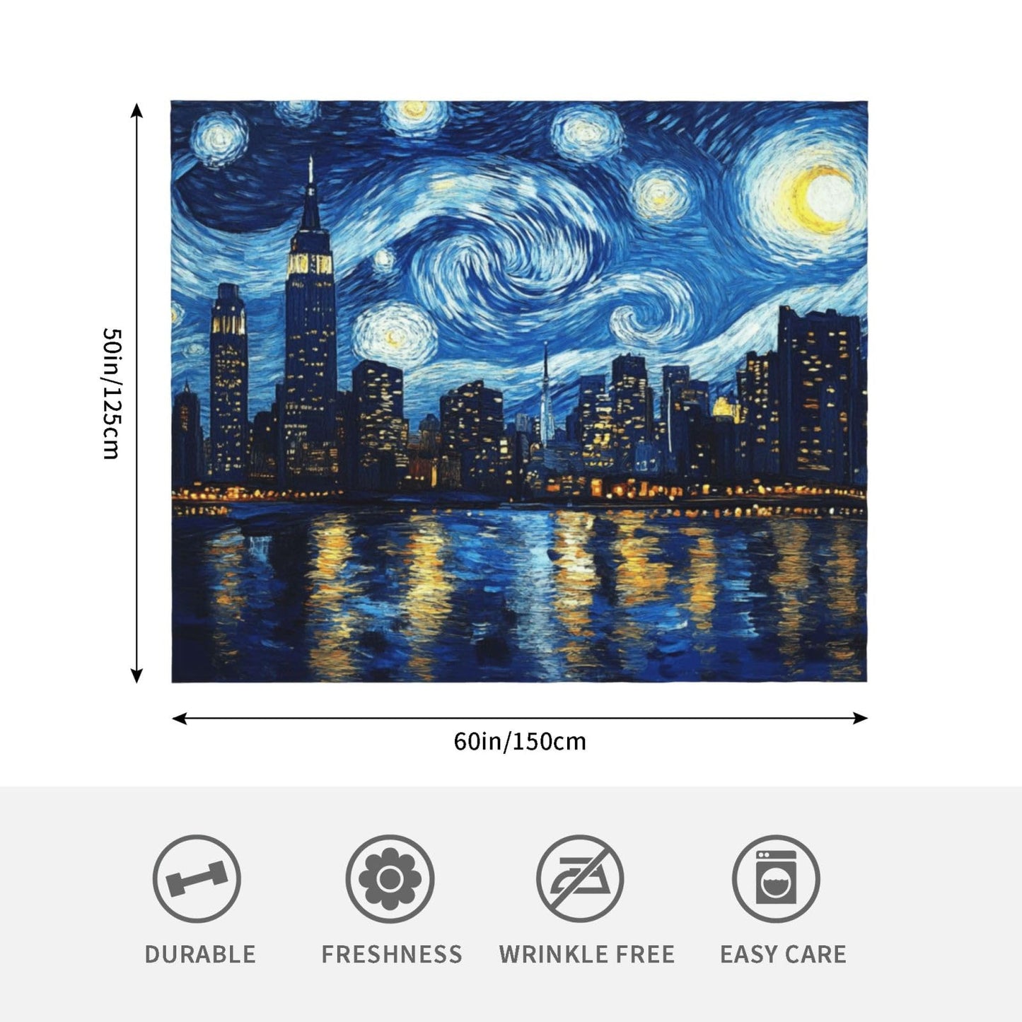Cafemira Ultra-Soft Flannel Blanket,City Night View,Cozy Adults Fleece Blankets,60x50 Inch,for Sofa,Bed,Camping,Office nap,Couch Knee Throws,All Season,Practical Home Decor,Easy to fold