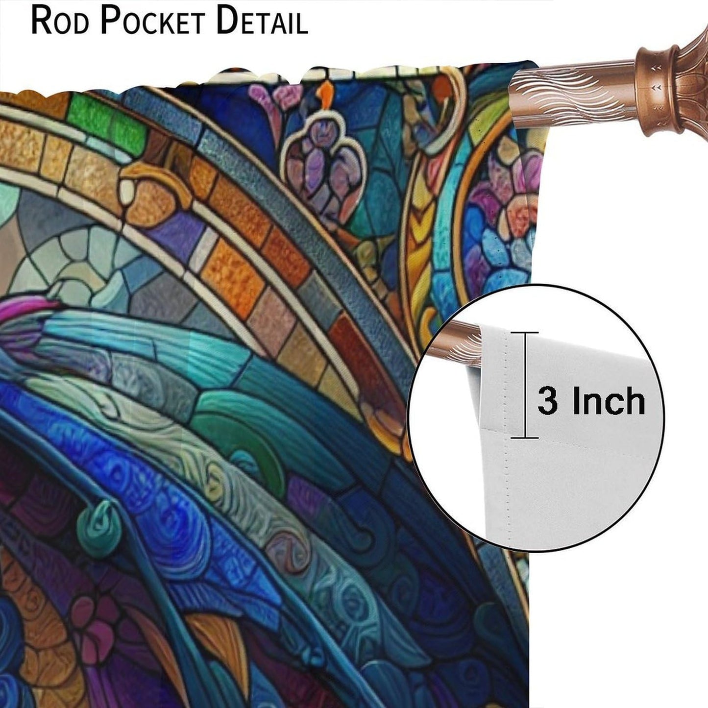 FengMingRui Stained Glass Dragon Curtains for Kids Abstract Geometry Western Dragon Window Treatments for Boys Girls Bedroom Living Room Window Drapes 42" W X 45" L