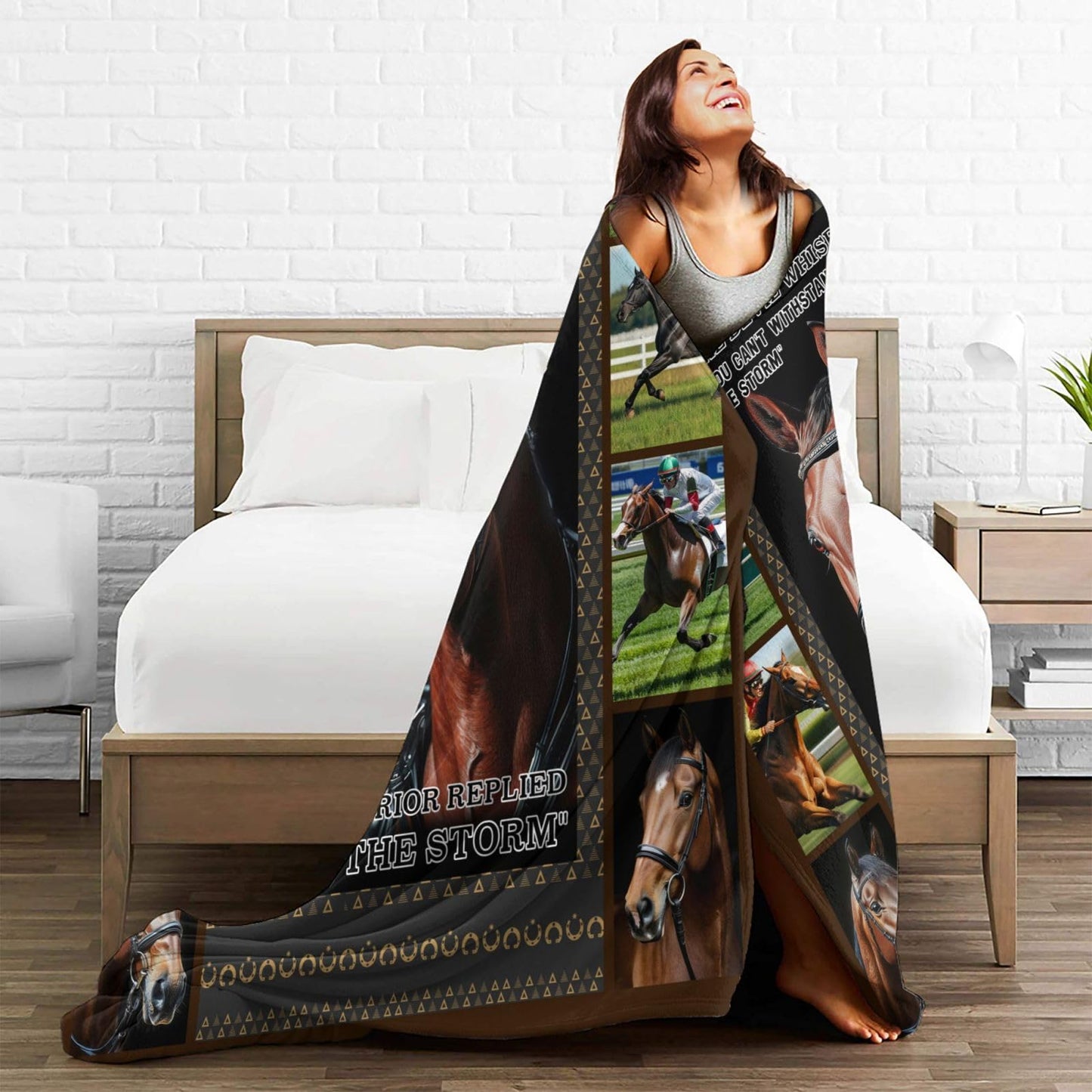 Lovira Horserace Throw Blanket Horse I Am The Storm Print Throw Blankets Gifts for Couch Sofa Bed Stuff Decor Soft Cozy Fleece Plush Warm Flannel Bedding for Lover Men Women 40"x50"