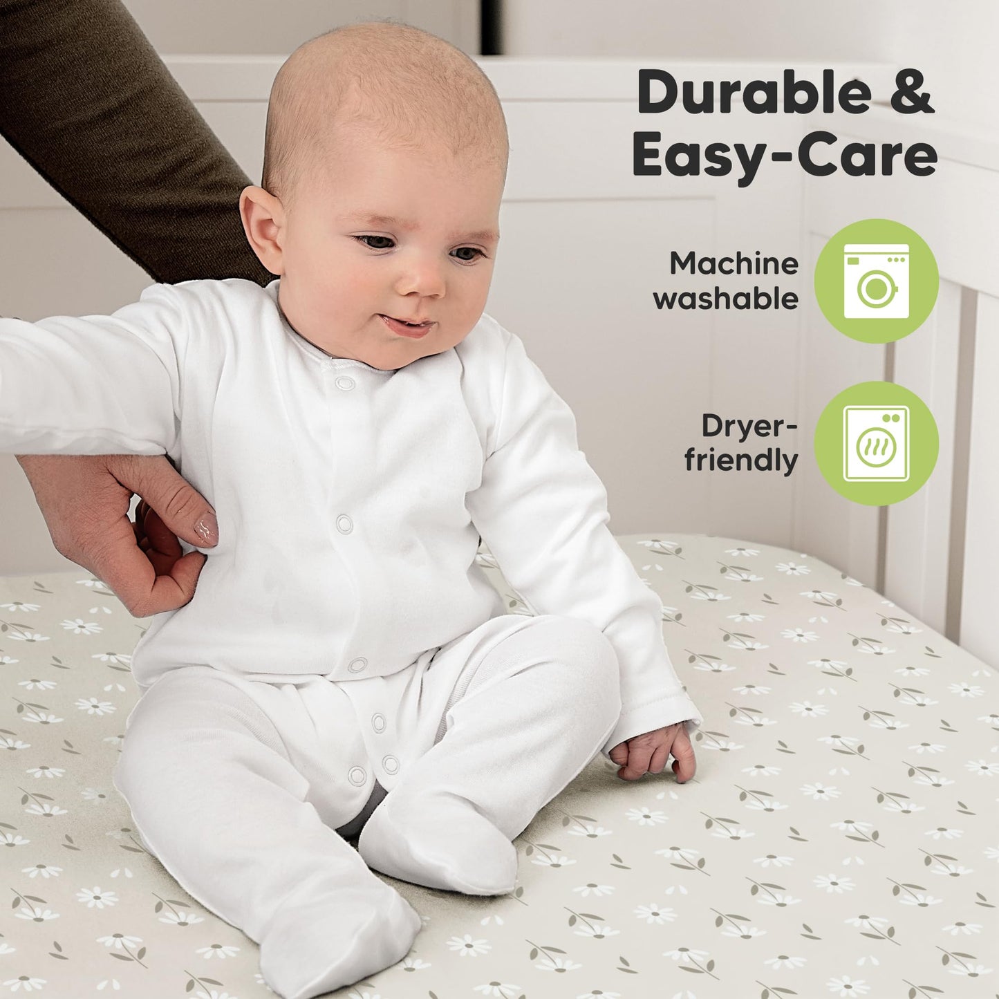 KeaBabies 2-Pack Organic Cotton Crib Sheets for Boys, Girls - 52x28 Fitted Crib Mattress Sheet Neutral, Breathable Cover for Baby Bed Set, Toddler Mattress, Soft & Cute Prints (Daisies)