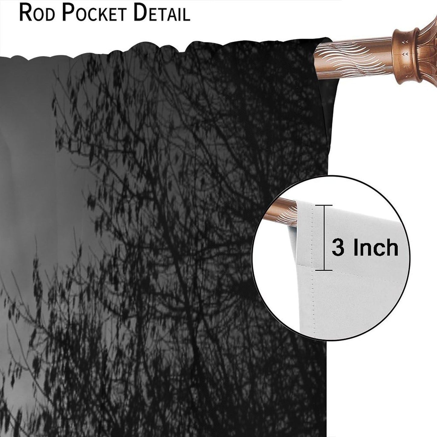 Gothic Forest Curtains Dark Black Forest Foggy Mysterious Pine Black Tree Forest Nature Scenery Blackout Window Treatments for Living Room Bedroom Window Drapes 42" W X 45" L