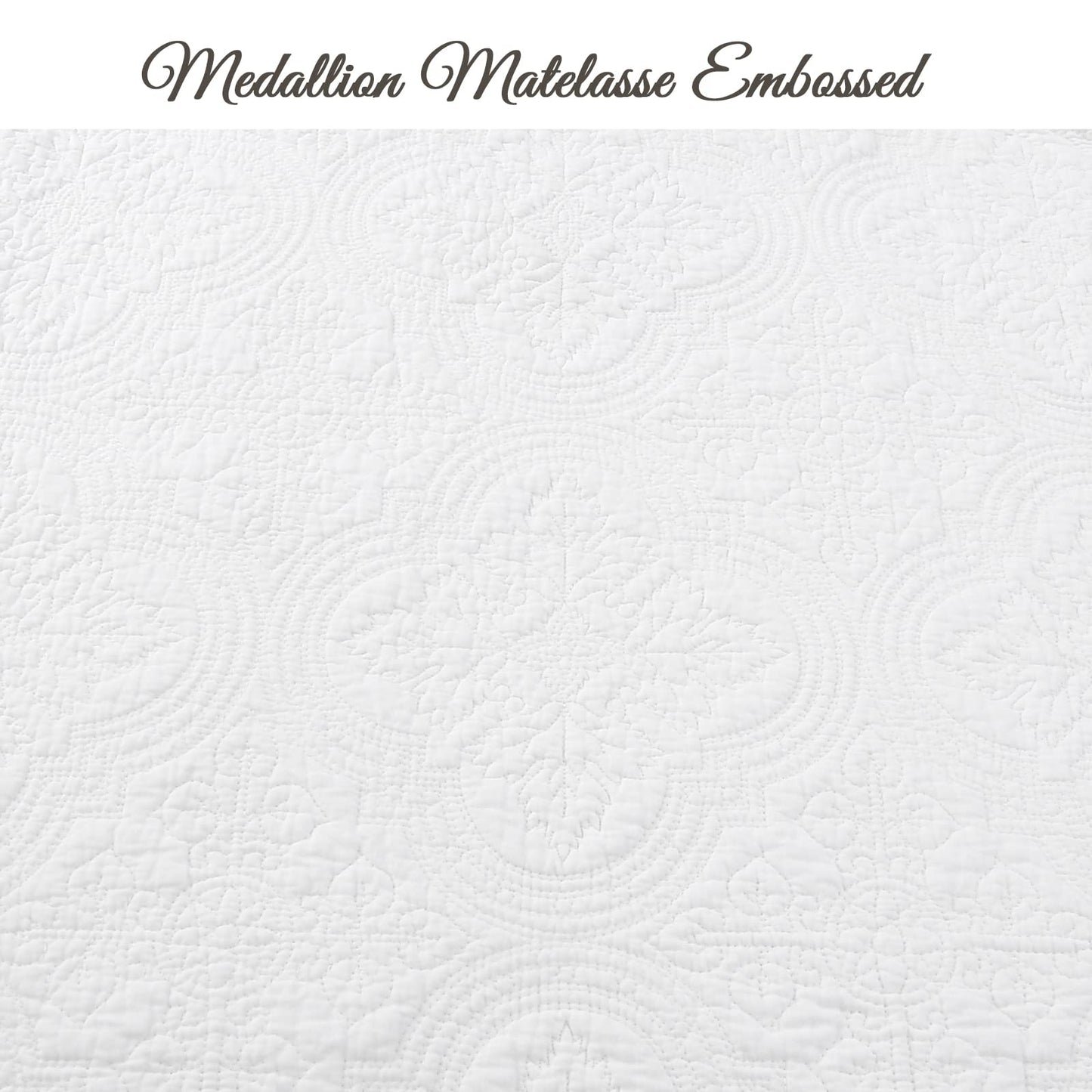 Cozy Line Home Fashions 100% Cotton Victorian Medallion Solid White Matelasse Embossed Bedding Quilt Set, Reversible Lightweight Bedspread, Coverlet for All Season (Blantyre - White, Twin - 2 Piece)
