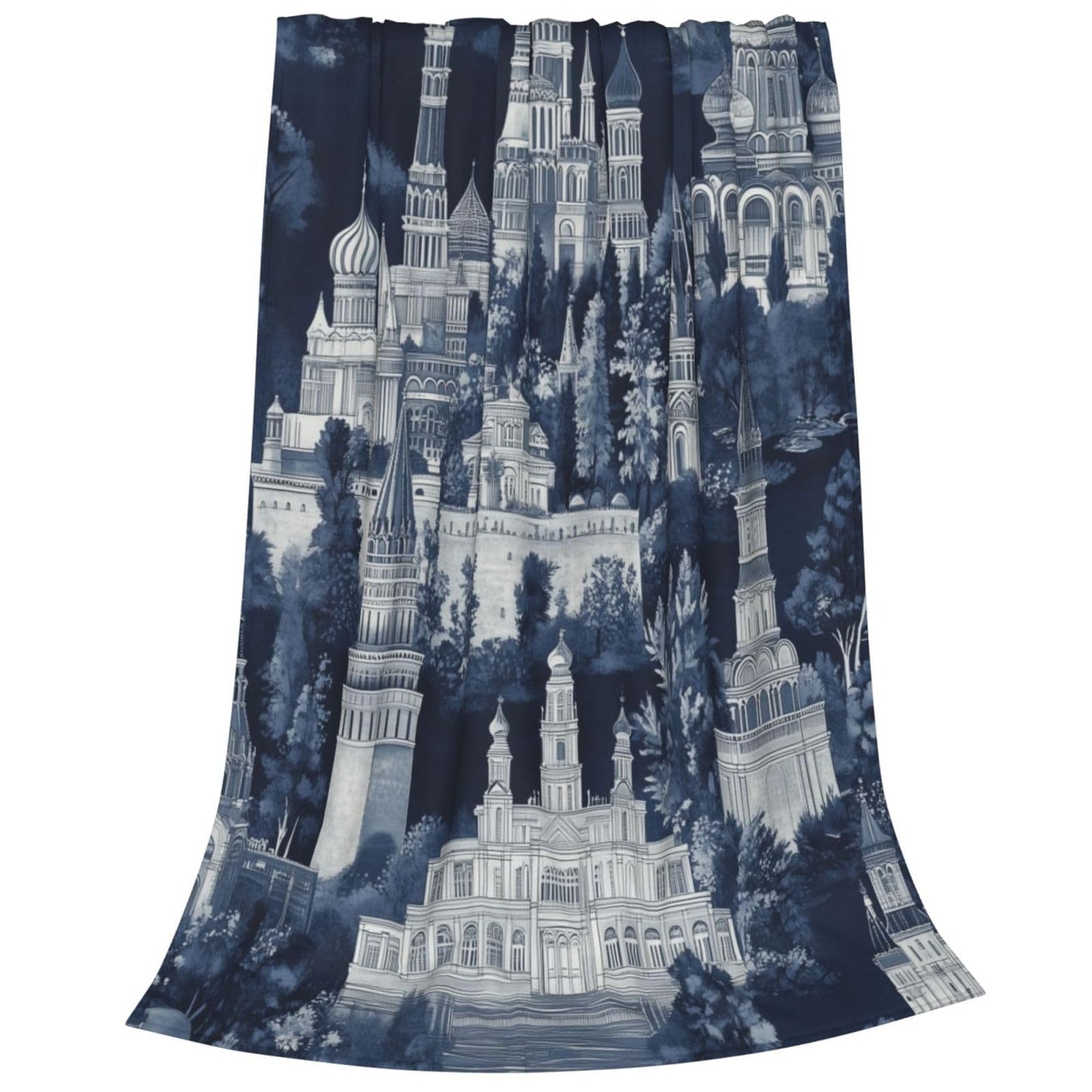 JXDXHCW Throw Blanket Small Size 50"X40" Inches Dark Blue City Architecture Soft Cozy Lightweight Blankets for Boys and Girls