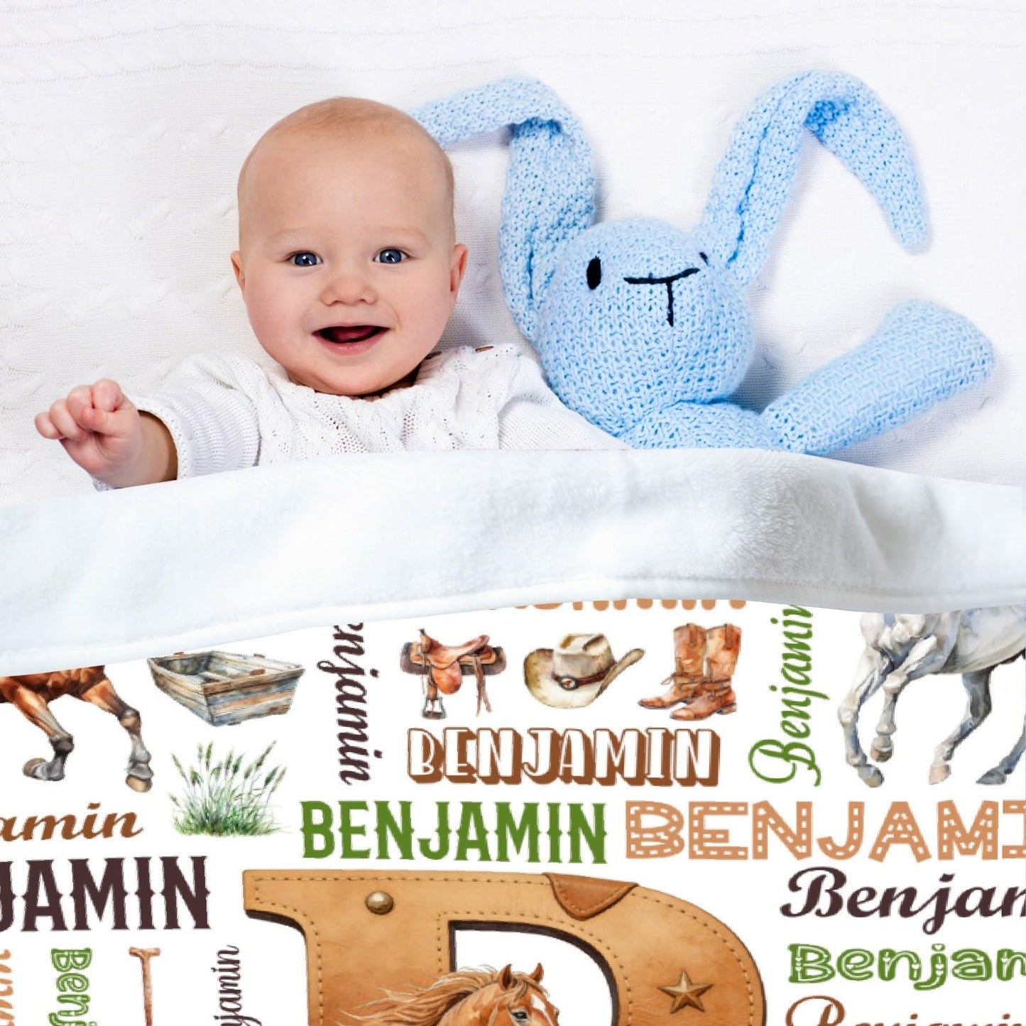 Custom Horse Blanket,Personalized Horse Gifts,Soft Flannel Throw for Bed Sofa,Lightweight,40 x 30in