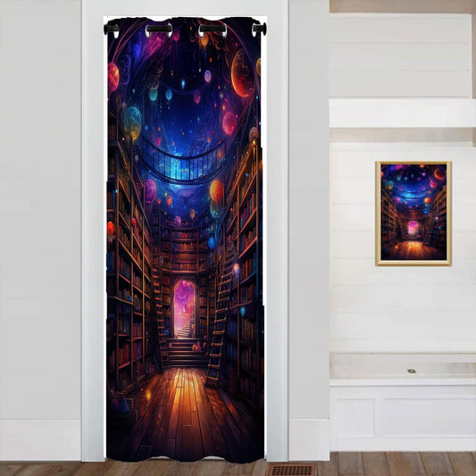 WUMINMIN Bookshelf Doorway Curtain, Colorful Fantasy Bookcase Library Shelves Decor Door Curtain for Kids Boys Girls Teens Bedroom Living Room, 1 Panel 34" W X 80" L