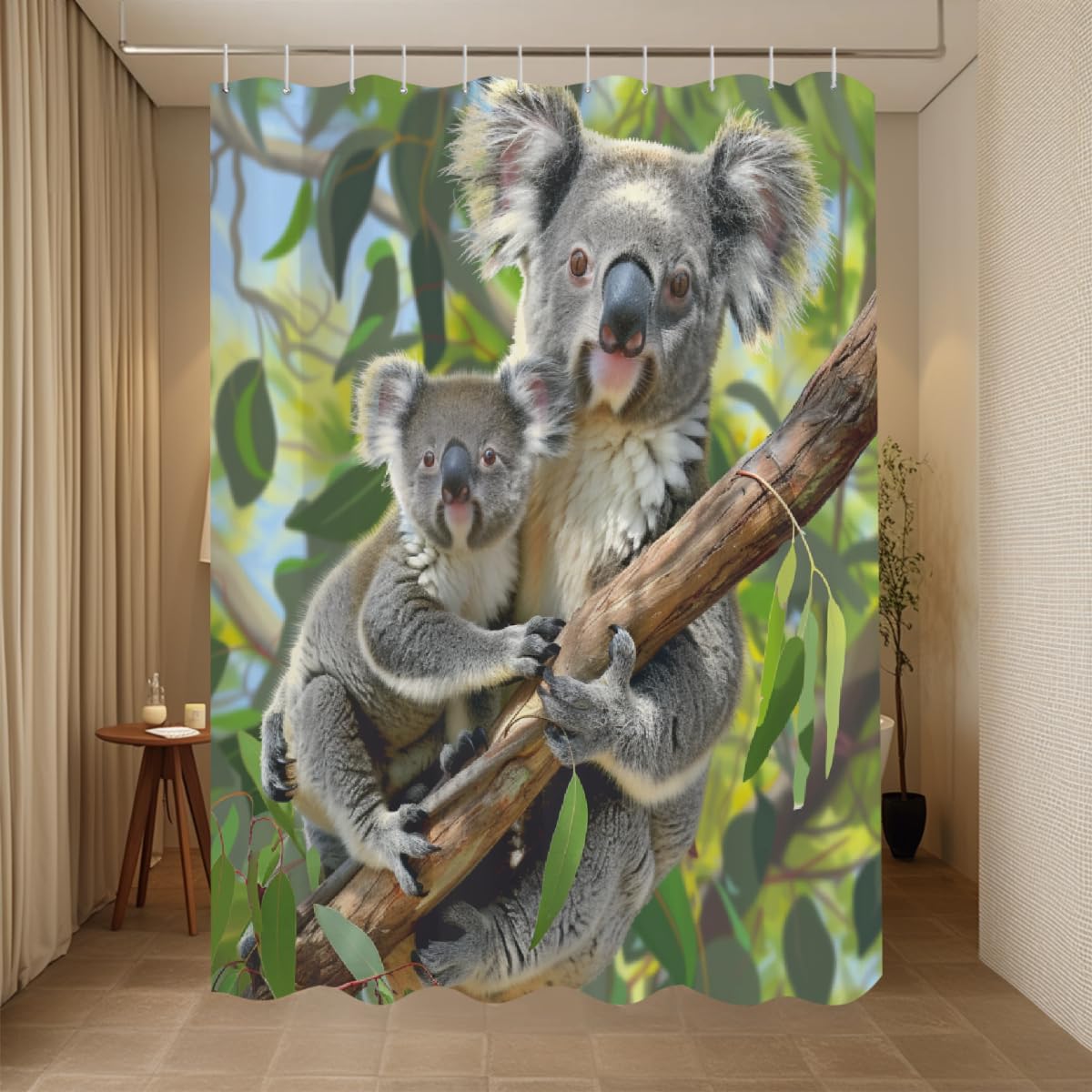 Ivolege Shower Curtain with Hooks, Koala Shower Curtain