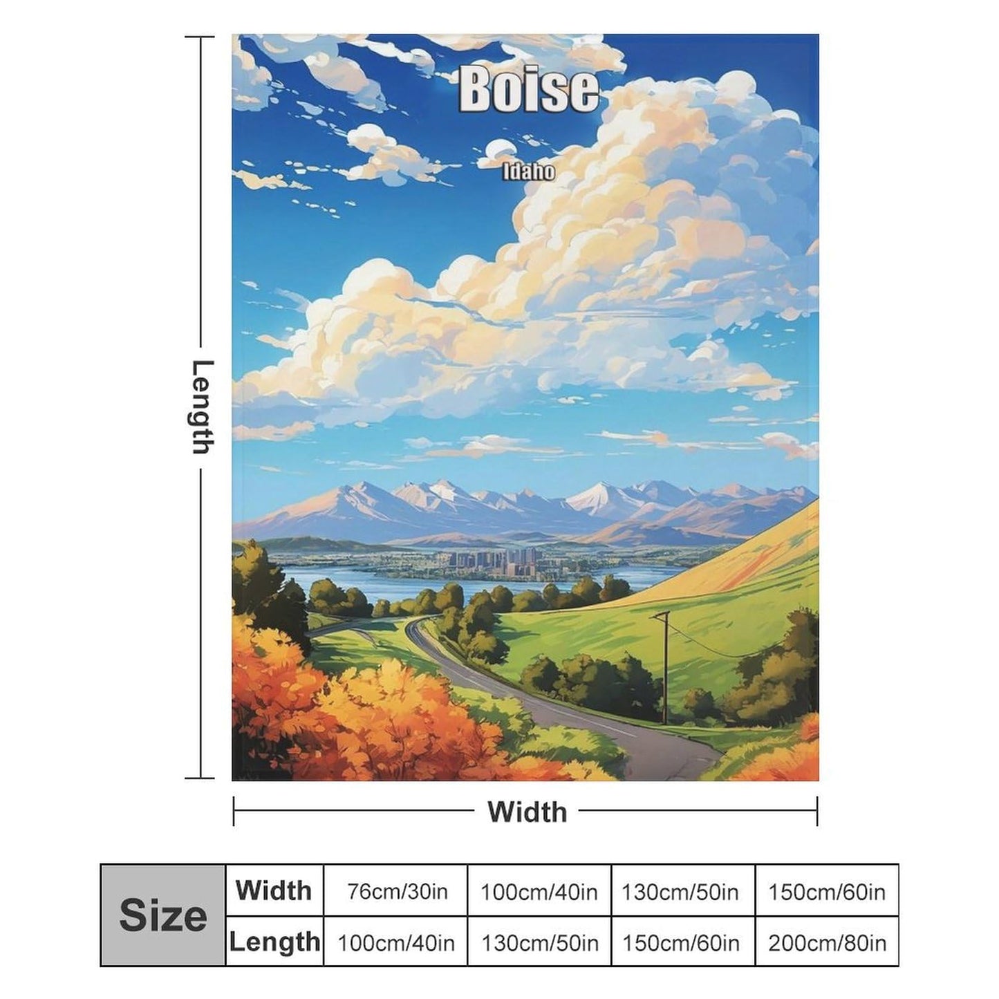 Boise Idaho City Skyline Landscape Abstract Blanket Soft Flannel Lightweight Blanket Outdoor Travel Carry Living Room Bedroom Sofa Decoration Gifts 50x60 Inch