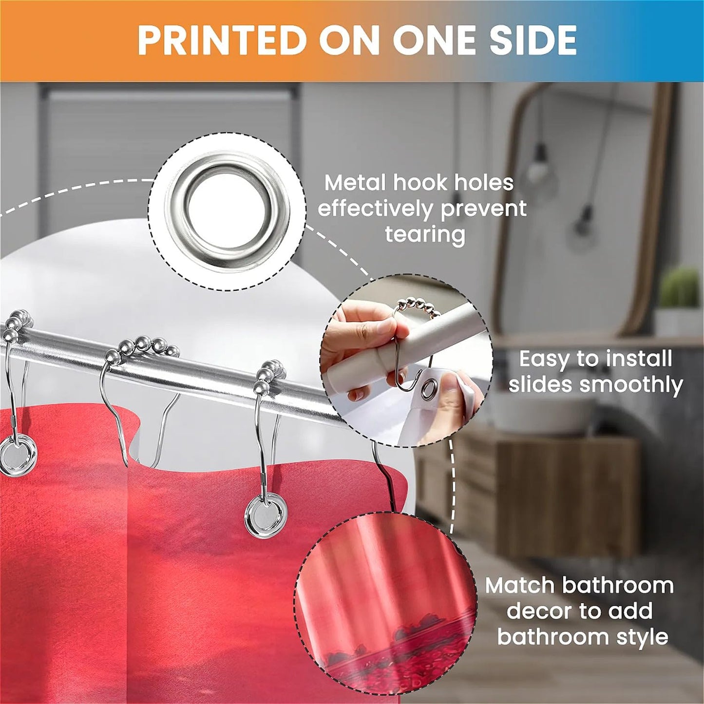 TANGXUNFA Solitary Skeleton Shower Curtain for Bathroom, Water-Resistant Long Shower Curtain Set 72x72 Inch with Metal Grommets and 12 Metal Hooks