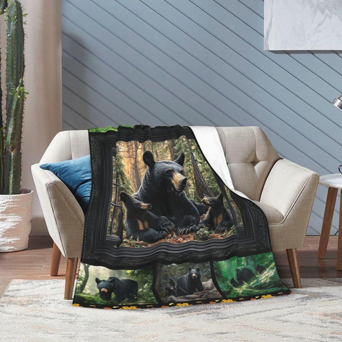Bear Throw Blanket Farmhouse Bear Blankets Fleece Plush Flannel Super Soft Cozy Warm Lightweight Bears Decor Gifts for Boys Girls Kids Adults Men Women 40" x 50"