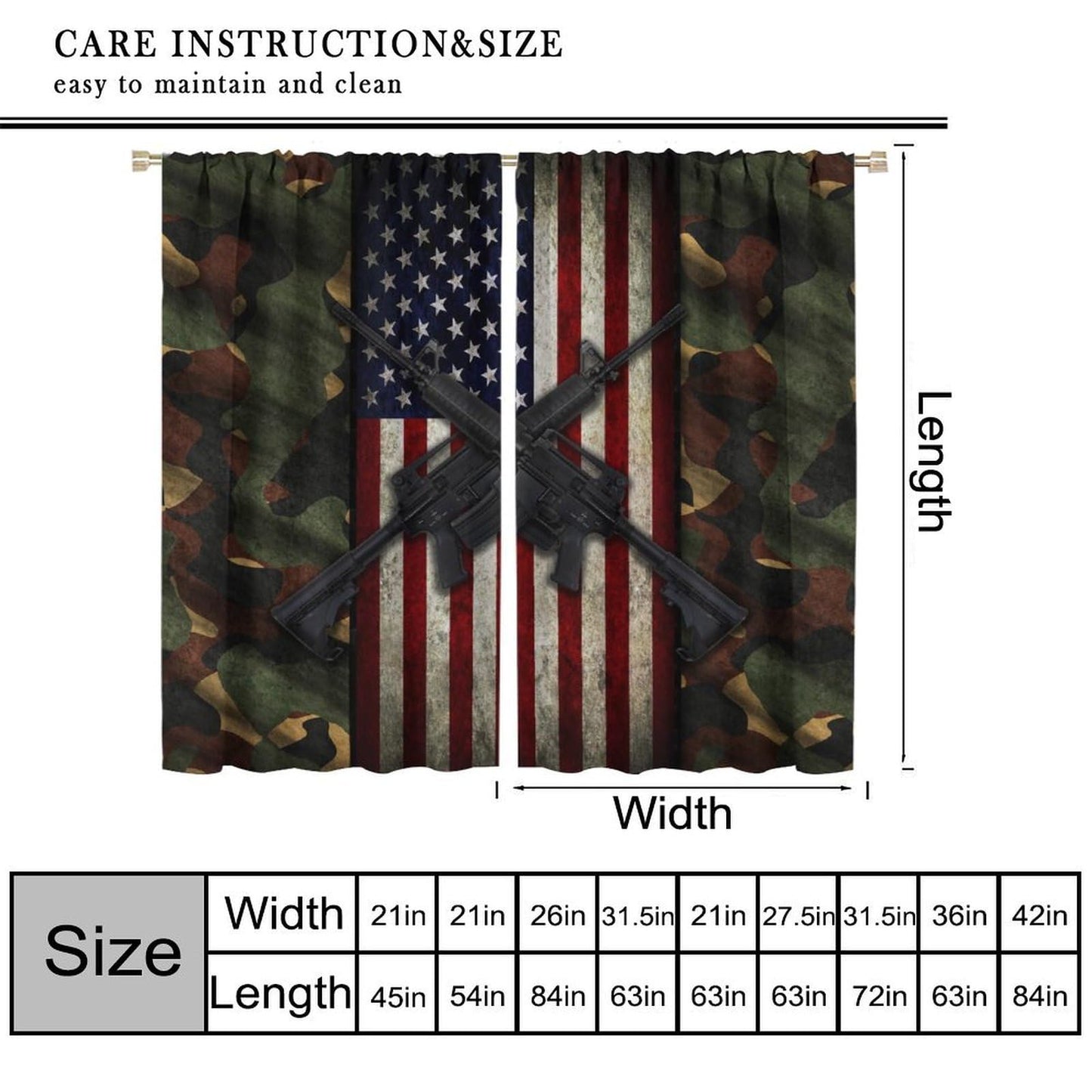 American Flag Blackout Curtains Retro camouflage flag for July 4th patriotic education and Independence Day Windows Treatments Rod Pocket Drapes For Kids Boys Teen Men Living Room Bedroom 42x45in