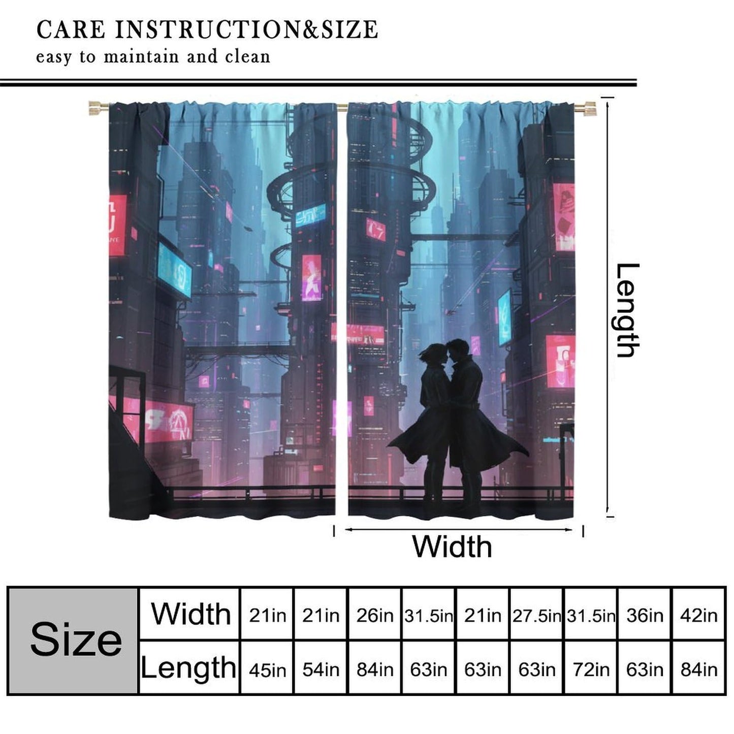 PHTAYOT Fantasy City Curtains Modern Night View Cityscape Skyline Building Scenery Pattern Decor Window Drapes for Bedroom Living Room,2 Panels Set,42x45Inch