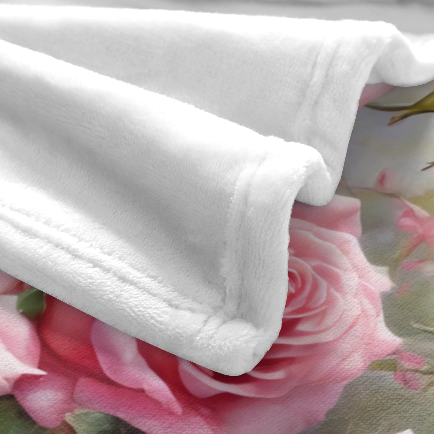 Personalized Blanket Pink Rose, Ultra Soft Micro Flannel Blanket for Bed Couch Living Room Valentine's Day, 30" x 40"