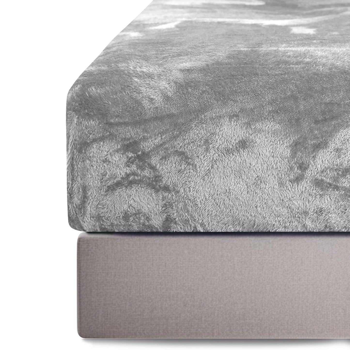 Ramesses Fluffy Teddy Fleece Full Fitted Sheet- 1 Deep Pocket Furry Fleece Fitted Sheet and 2 Piece Ultra Soft Standard Size Pillowcases (Ash Grey, Full)