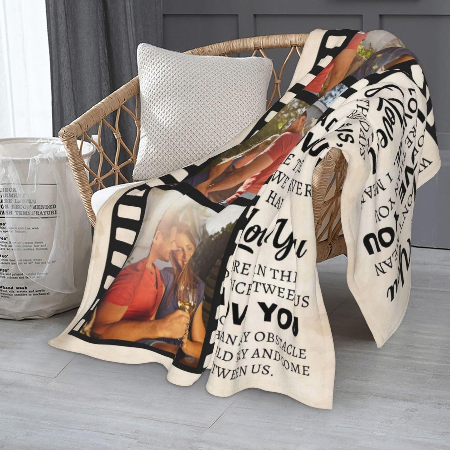 BHSHOH Personalized Couple Photos Blanket for Girlfriend Boyfriend Love Custom Anniversary Blanket Gifts for Husband Wife Wedding Valentine’s Day Gifts Man Woman Throw (03)