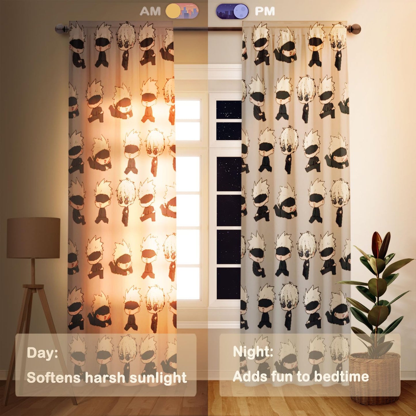Funnytree Sorcerers Window Curtains Anime Drapes Bedroom Home Room Decor Durable Fabric Machine Washable 82" X 84" SC00230-013