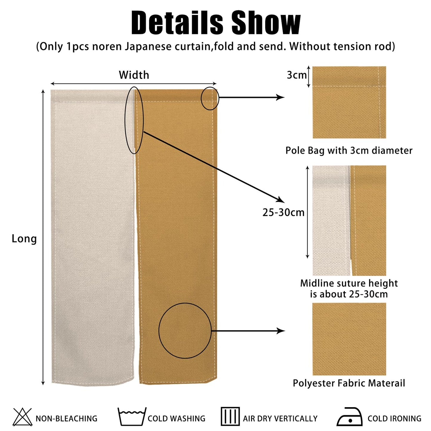 XMJJKUF Long Noren Japanese Doorway Curtain Japanese Window Treatment Feng Shui Door Curtain Tapestry Panel for Wall Hanging Room Privacy Divider Home Kitchen Decorations,33.5"x 70.9"