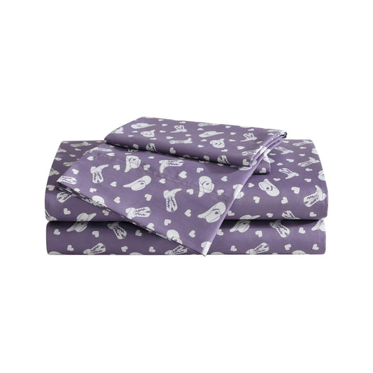Betsey Johnson - Bed Sheets, 100% Silky Smooth Bedding with Matching Pillowcases, Stain & Wrinkle Resistant, Whimsical Inspired Home Essentials (Cowgirl Disco Purple, Queen)