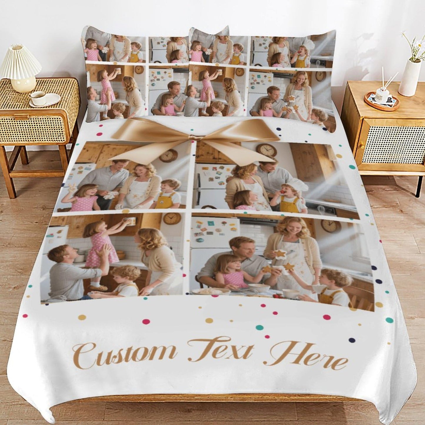Lonhooker Custom Comforter Set, Custom Three-piece Bed Set Personalized Cover Set 3-Piece with 2 Pillowcases Customized Picture Bedding Sets with Picture Text Logo Universal All Season (Color01)