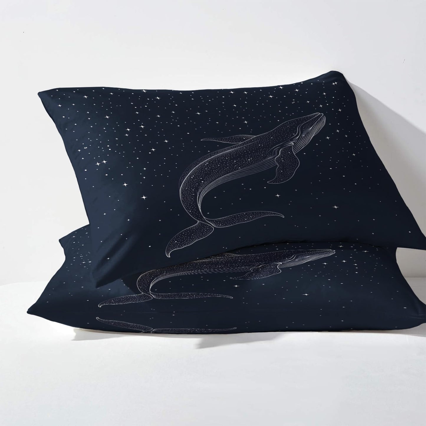 NOGAWA Whale Sheets Queen Size, Starry Sky Fantasy Bed Sheets, Patterned Bedding Sheets & Pillowcases 4 Piece Set - Soft Microfiber Deep Pocket Fitted Sheet & Flat Sheet & 2 Pillow Cases