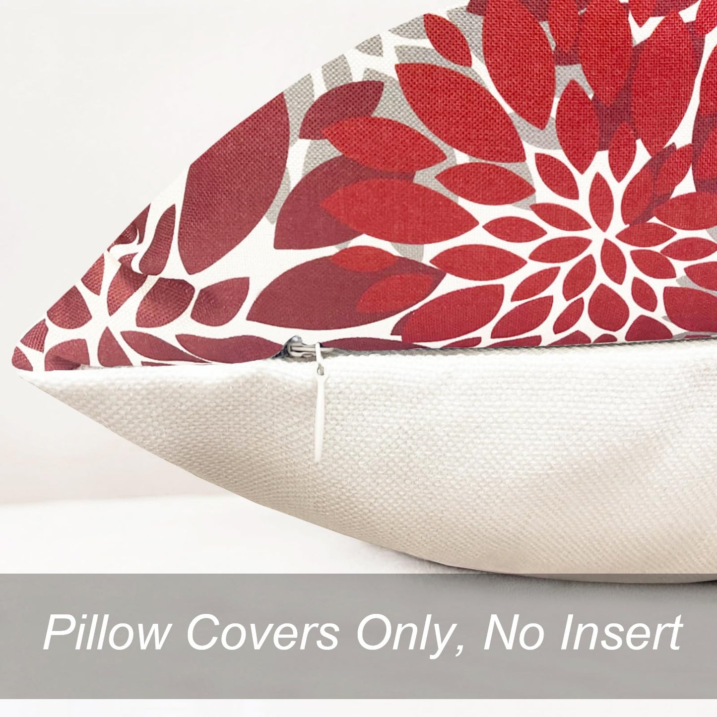 RYSMIYOU Decorative Throw Pillow Covers Set of 2 Wine Red Pillow Covers 18x18 Inch Couch Pillow Covers for Sofa Living Room Outdoor Throw Pillow Cover Linen Square Floral Flower Farmhouse Pillowcase