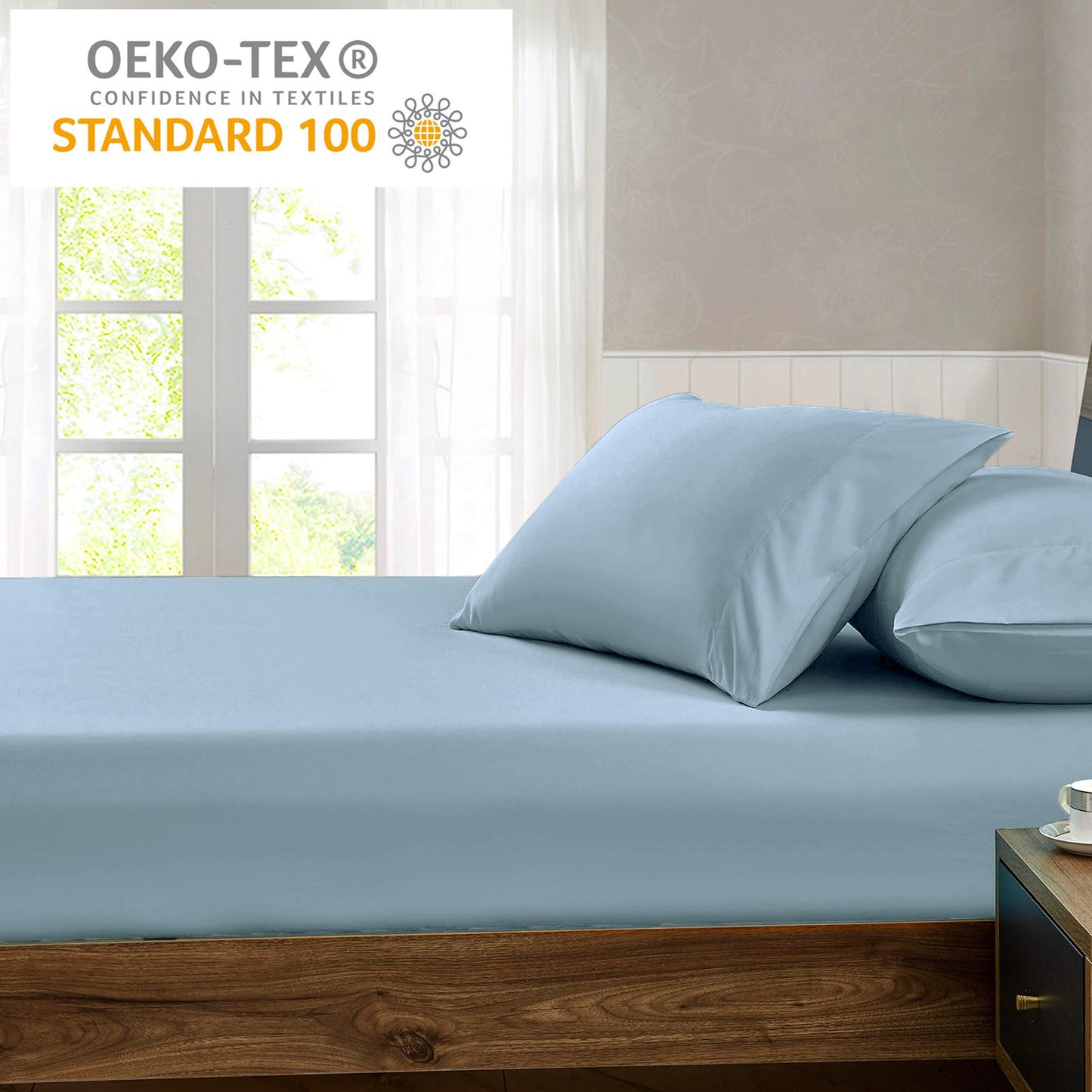 FreshCulture Queen Fitted Sheet - Hotel Quality, Ultra Soft & Breathable Brushed Microfiber, Deep Pocket, Cooling Fitted Sheets for Queen Size Bed (Sky Blue)
