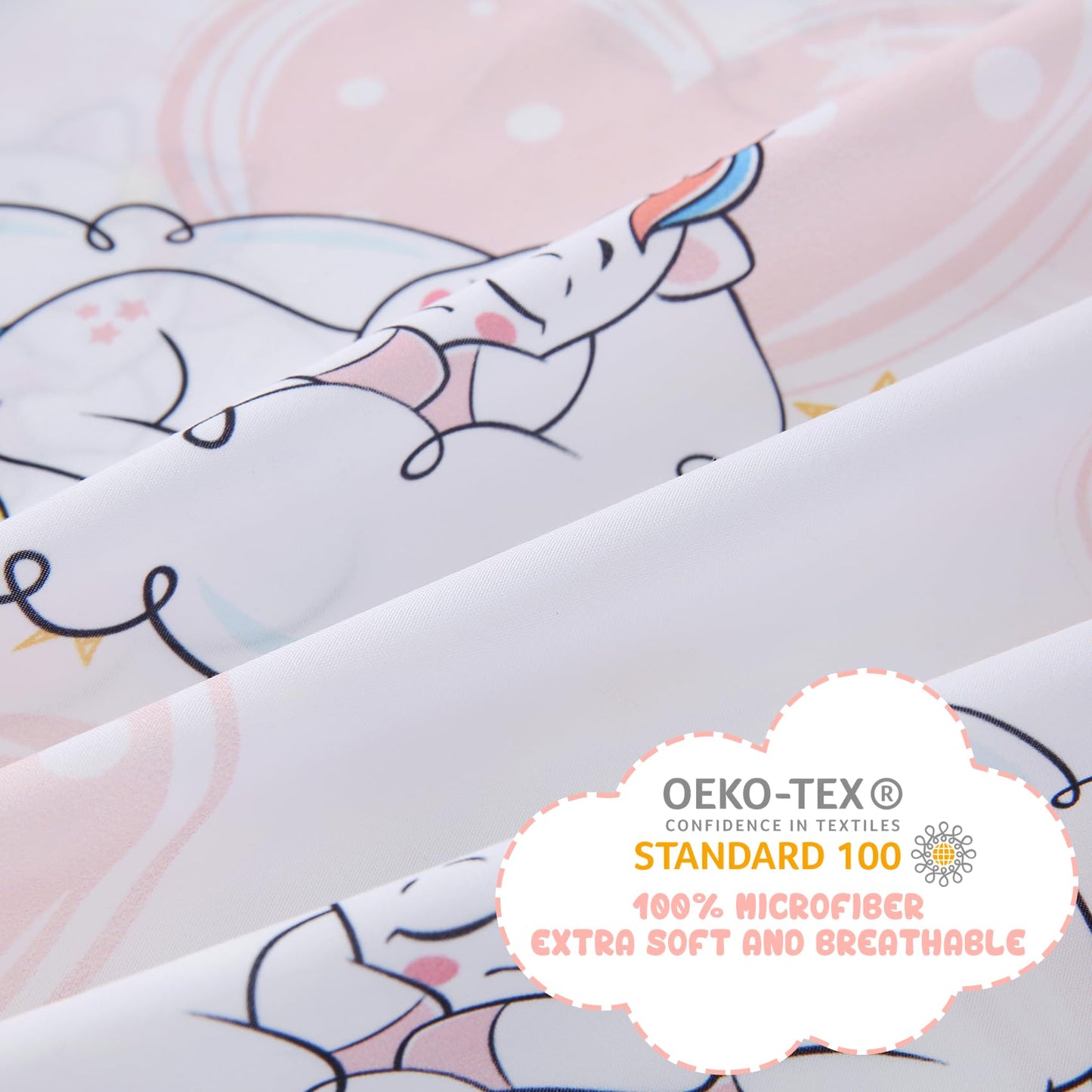 Yibeizi Twin Sheets Set Kids, Unicorn Pattern Microfiber Single Bed Sheets, Cute Heart Soft Oeko-Tex Extra Deep Pocket Sheets & Pillowcases Cooling Hypoallergenic Wrinkle Free Bedsheets