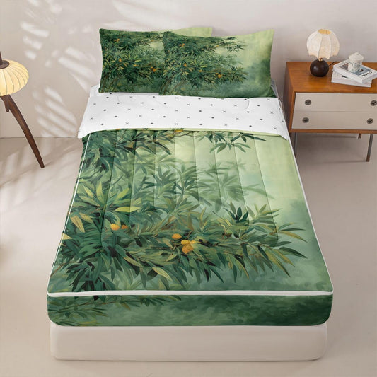 Feelyou Botanical Zipper Bedding Botanical Leaves Floral Comforter Set for Kids Boys Girls Queen Size Cottage Aesthetic Zippered Kids Bedding Set Ultra Soft Bed in a Bag