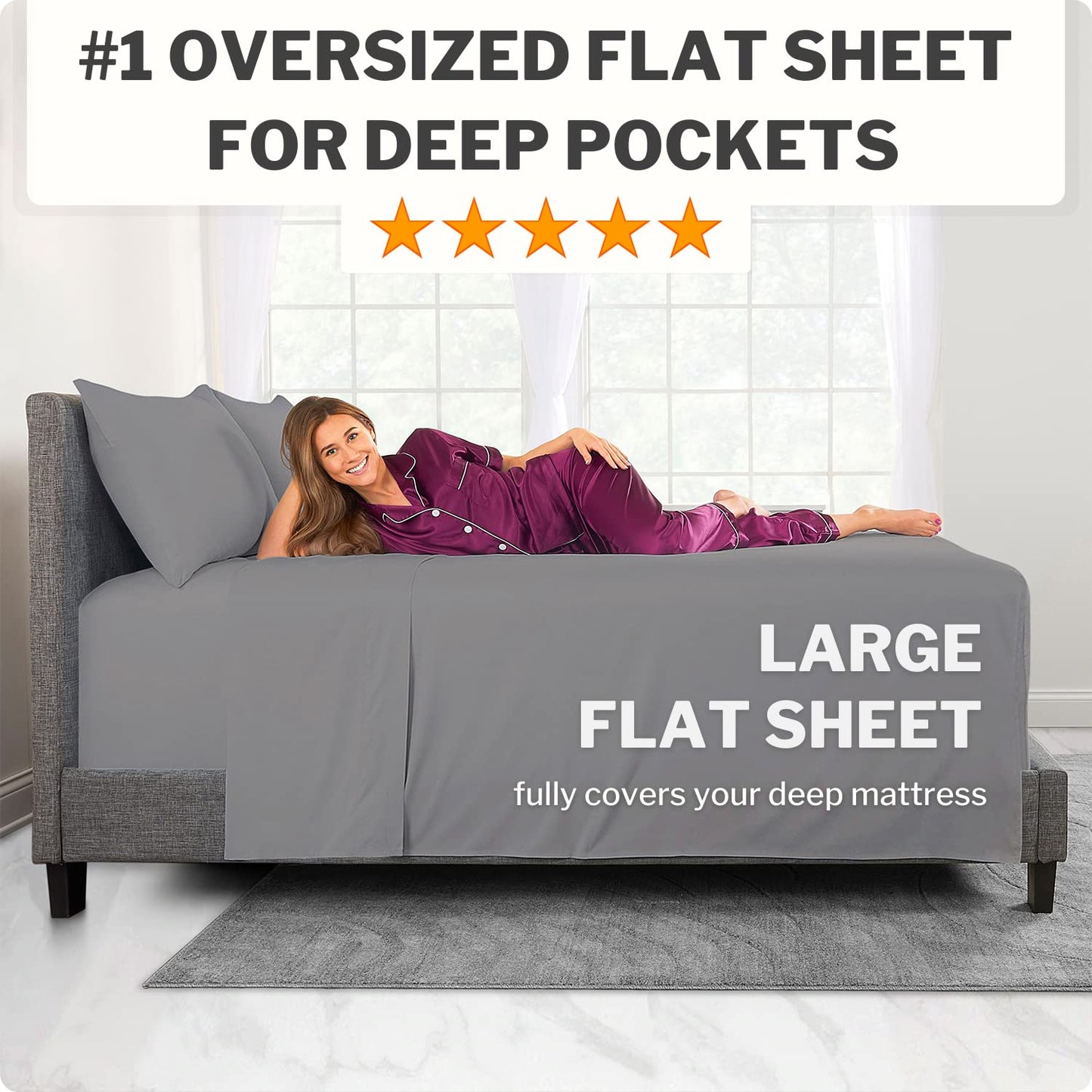 Deep Pocket King Sheets - King Size Sheet Sets with Zippered Pillowcases - 18 Inch Deep Pockets - Fitted & Oversize Flat Sheets