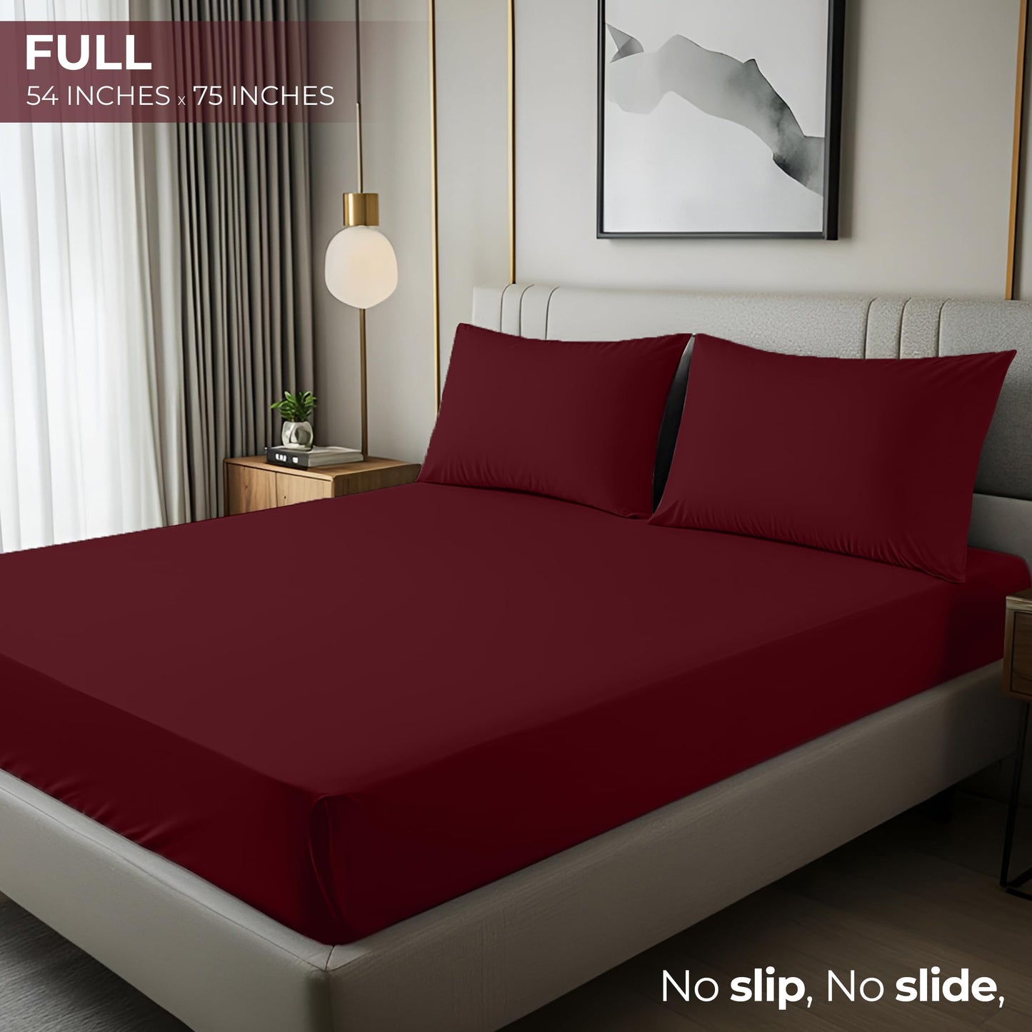 Utopia Bedding Full Fitted Sheet - Bottom Sheet - Deep Pocket - Soft Microfiber - Shrinkage and Fade Resistant - Easy Care -1 Fitted Sheet Only (Red Burgundy)