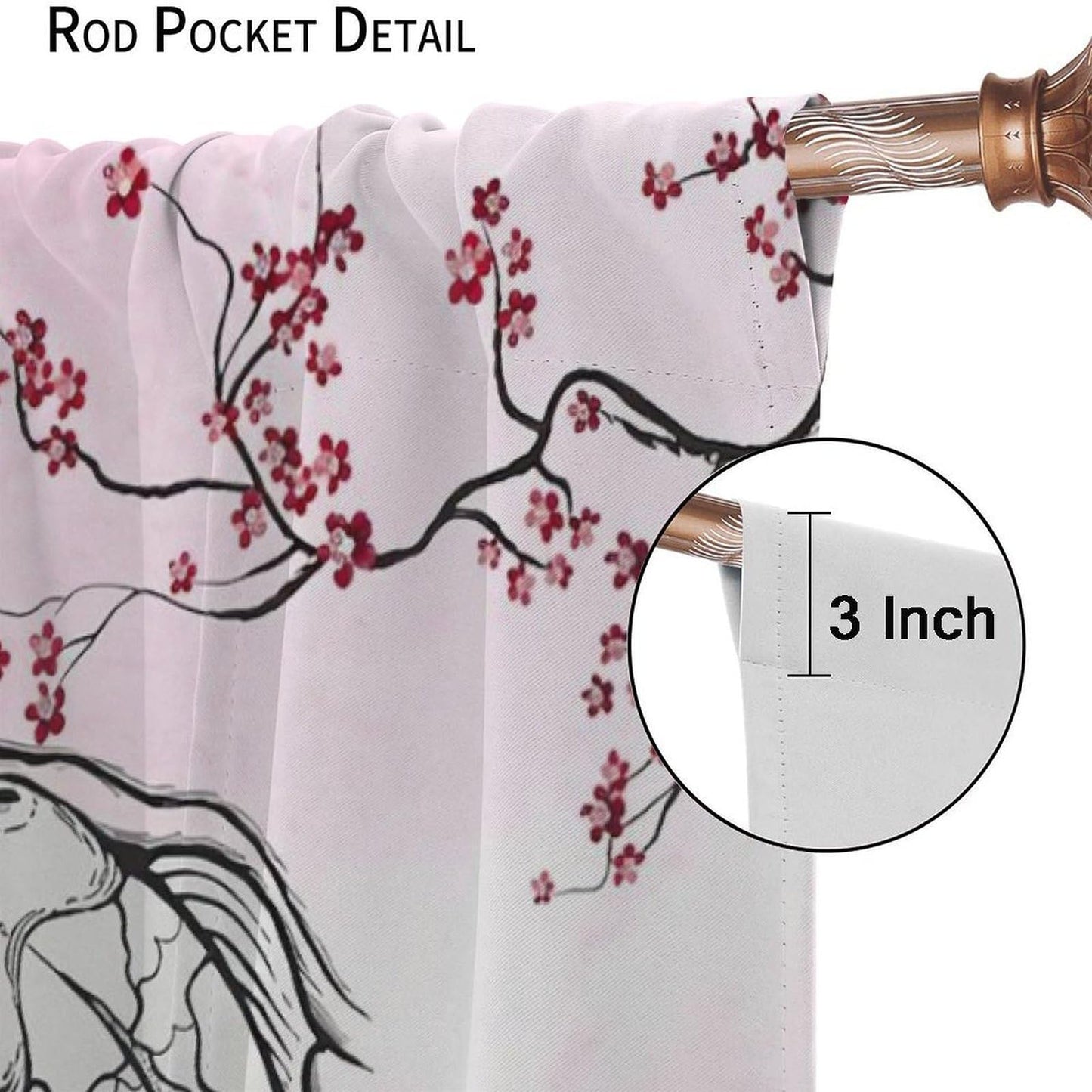 AuiMzoo Japanese-Style Blackout Curtains for The Bedroom; Living Room Window Treatments Featuring A Koi Fish and Wave Pattern42X45 Inch