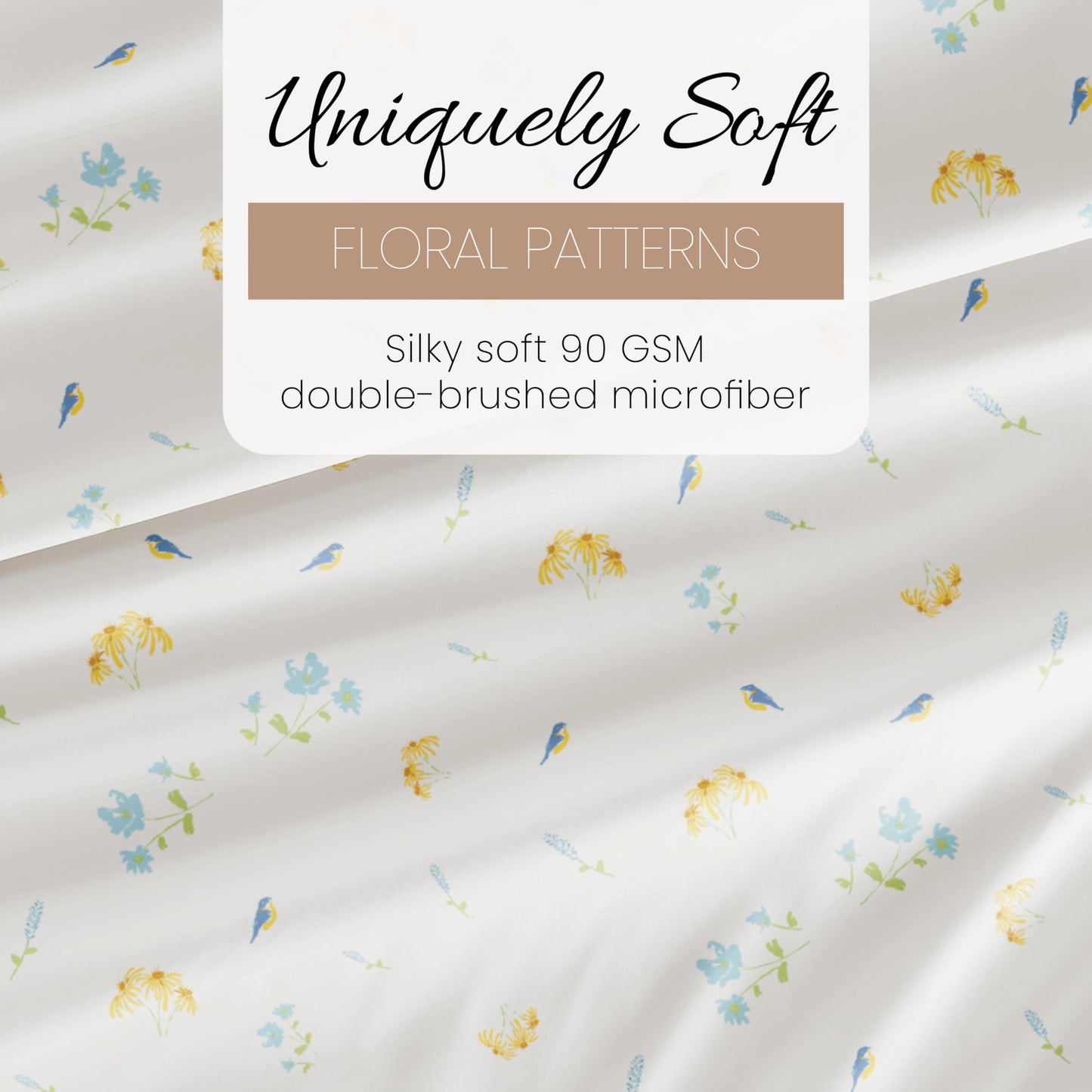 Linen Market Double-Brushed Patterned Microfiber Twin Sheet Set 3 Piece – Oeko-TEX Certified Ultra Soft & Wrinkle-Free - 16" Deep Pocket Sheets - Easy Care Twin Size - Bluebirds Light Blue