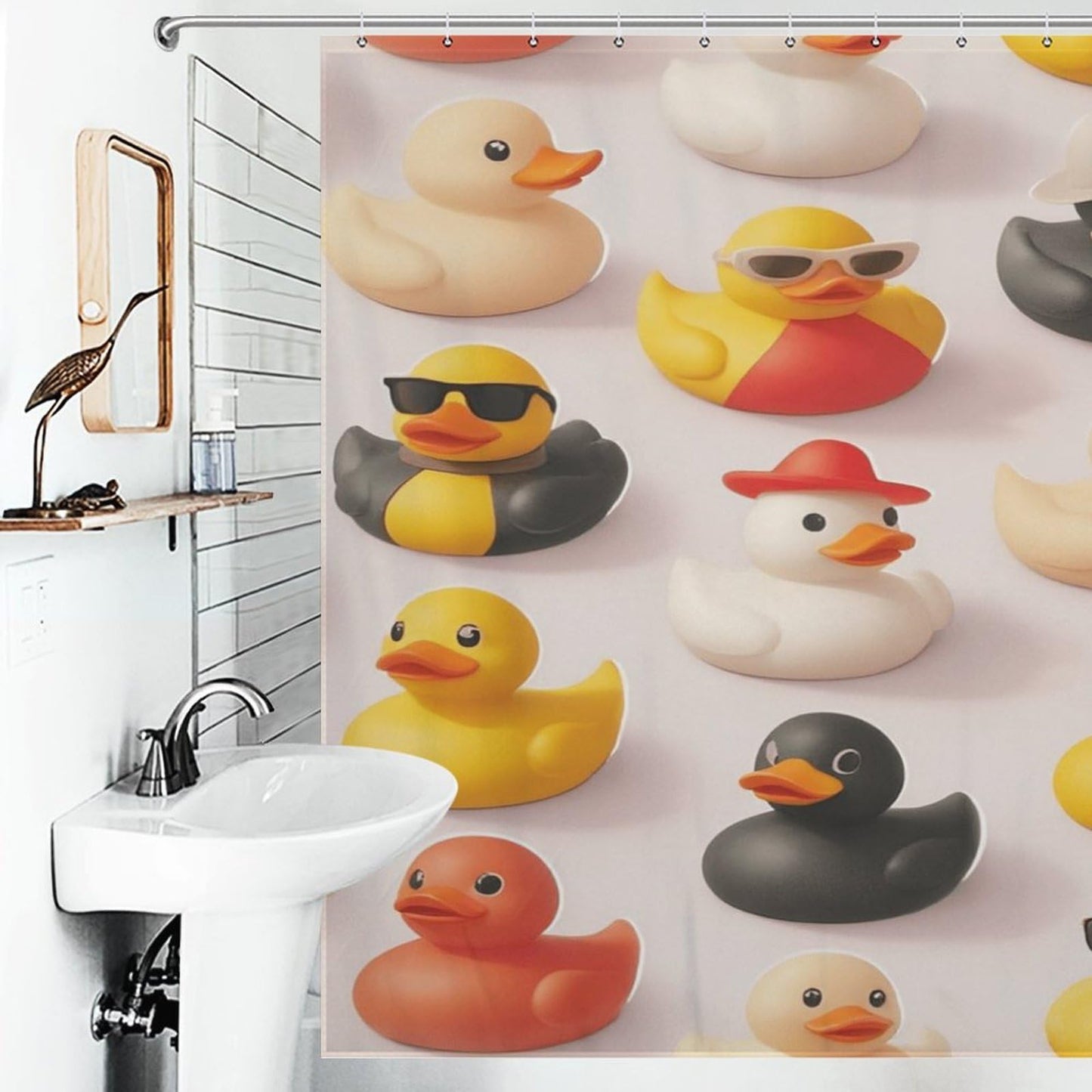 bladesgsd Colorful Rubber Ducks Shower Curtain Set Fabric Shower Curtains Waterproof Bath Curtain for Bathroom Hotel with 12 Hooks 69.69x70.87Inch（177x180cm）