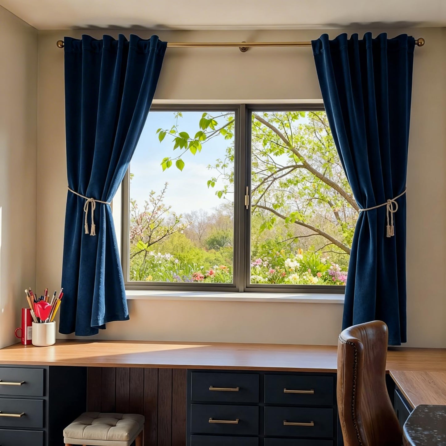 Lazzzy Velvet Blackout Curtains Thermal Insulated Room Window Drapes Super Soft Luxury Curtains for Living Room Bedroom Rod Pocket 2 Panels, Dark Blue, 52" W x 72" L